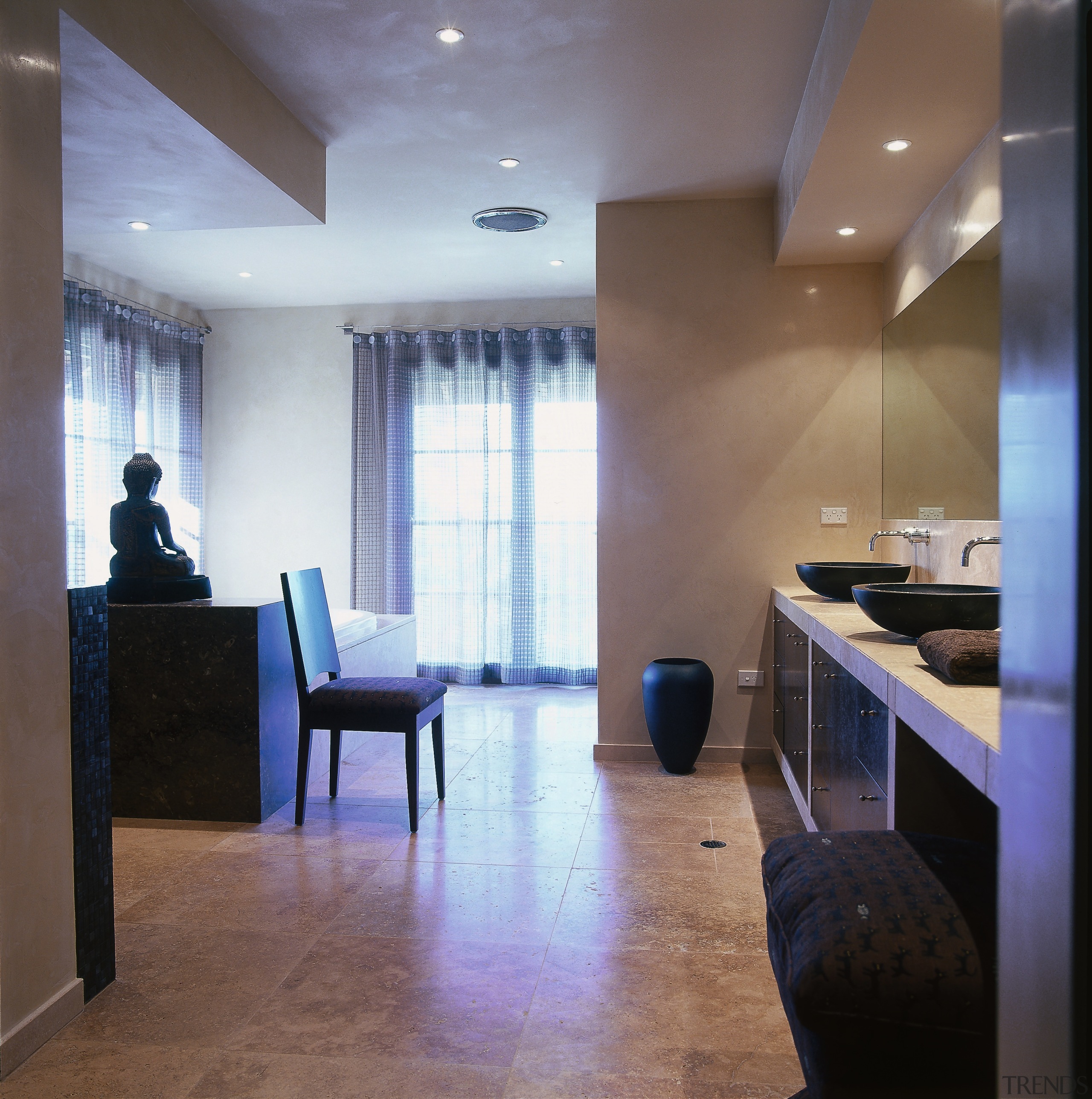 The view of a bathroom from the doorway ceiling, floor, flooring, interior design, lobby, real estate, room