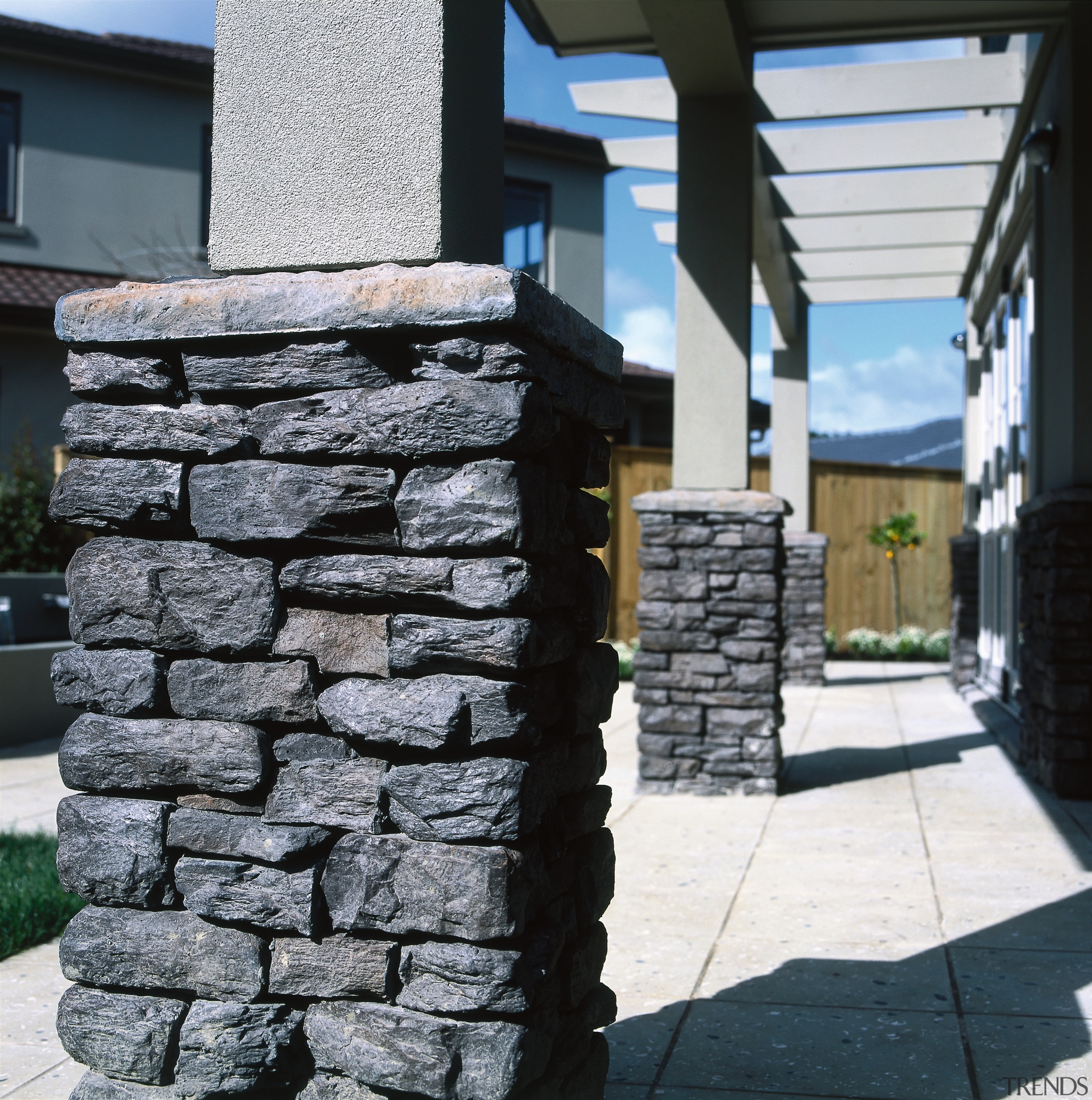 View of the stonework by stutex stone products brickwork, stone wall, structure, walkway, wall, black, white