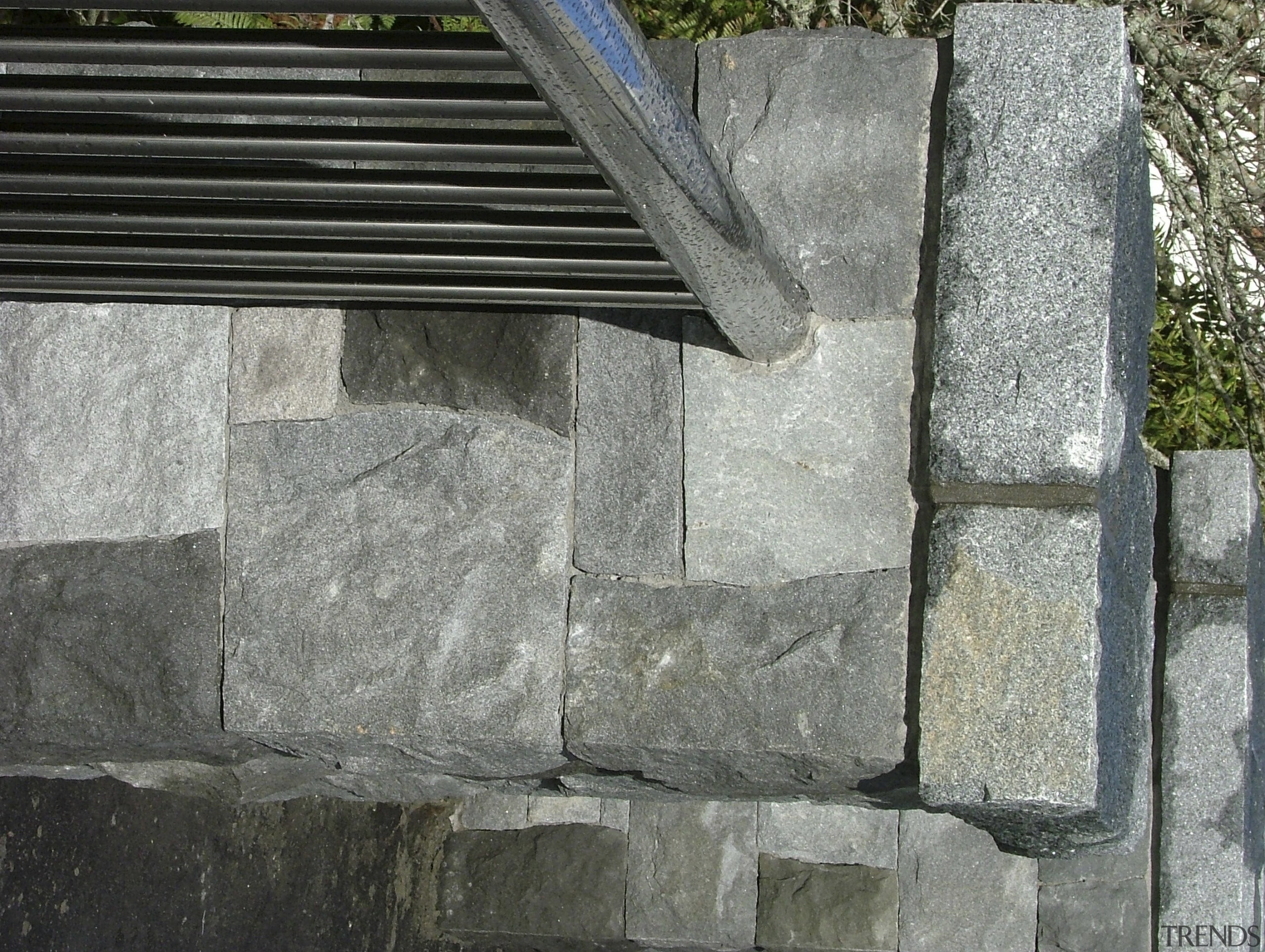 View of the stone balustrade of the Victoria flagstone, stone wall, wall, gray, black