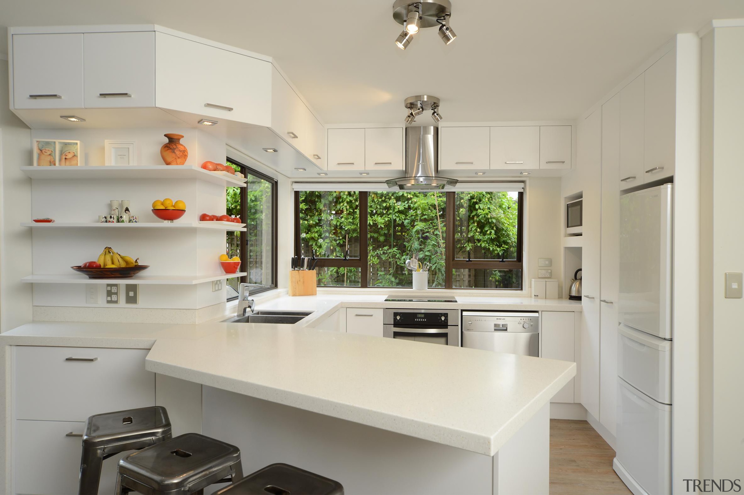 When it comes to shaping forms to follow cabinetry, countertop, cuisine classique, home, interior design, kitchen, room, gray