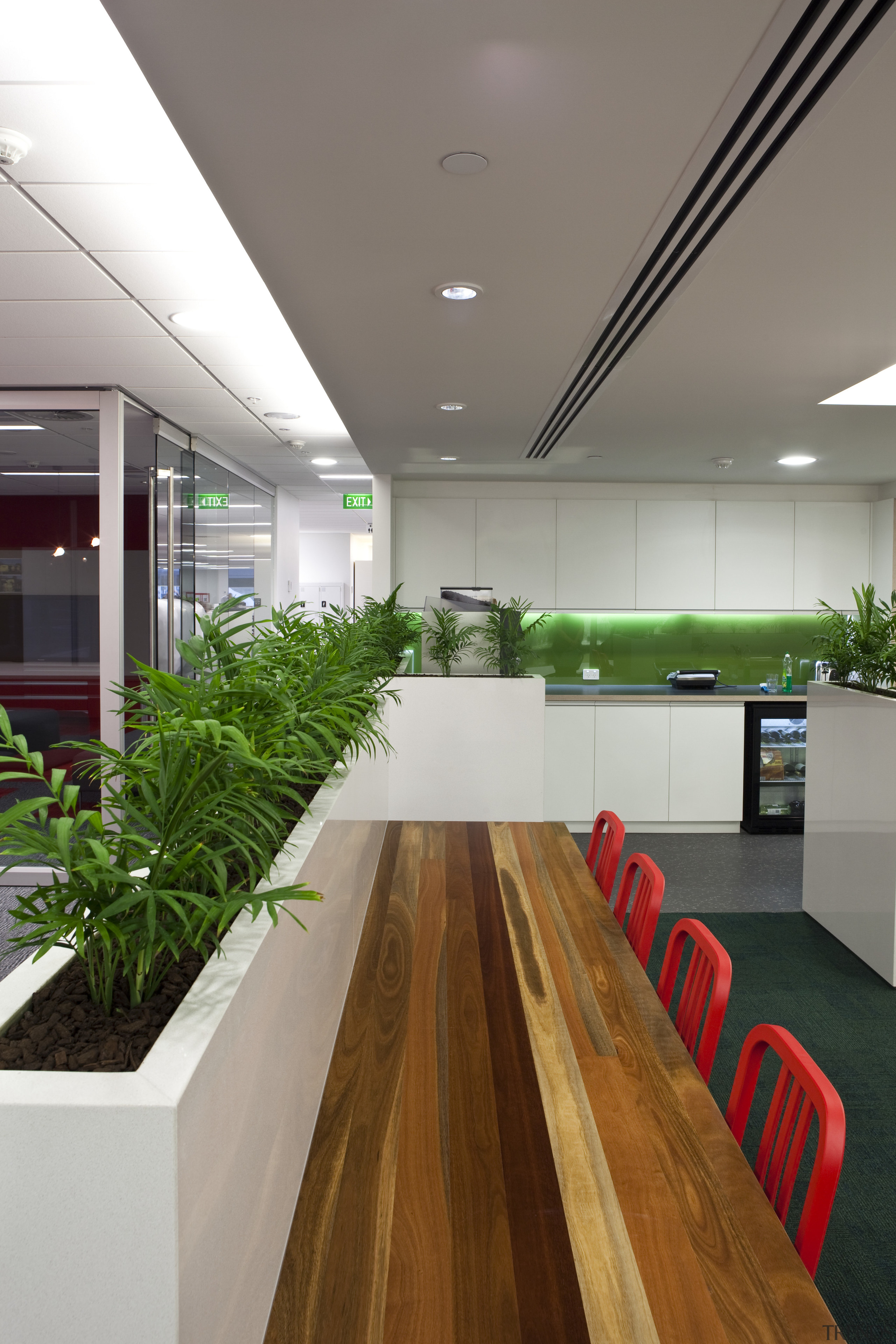 View of seating area with Inscape plants. - architecture, daylighting, interior design, office, gray