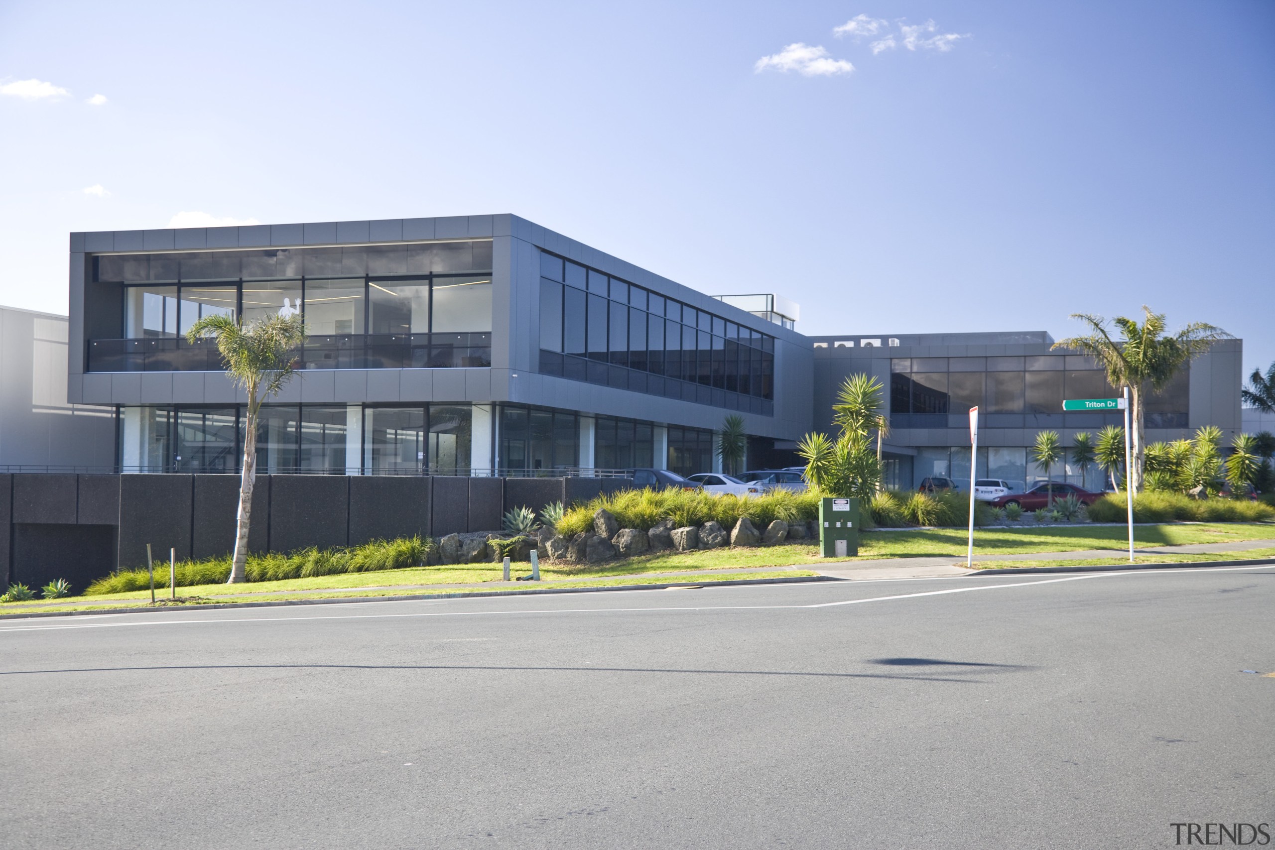 external view of inteplex@albany developed by northbridge properties. architecture, building, commercial building, corporate headquarters, elevation, facade, headquarters, metropolitan area, mixed use, property, real estate, residential area, sky, gray, teal