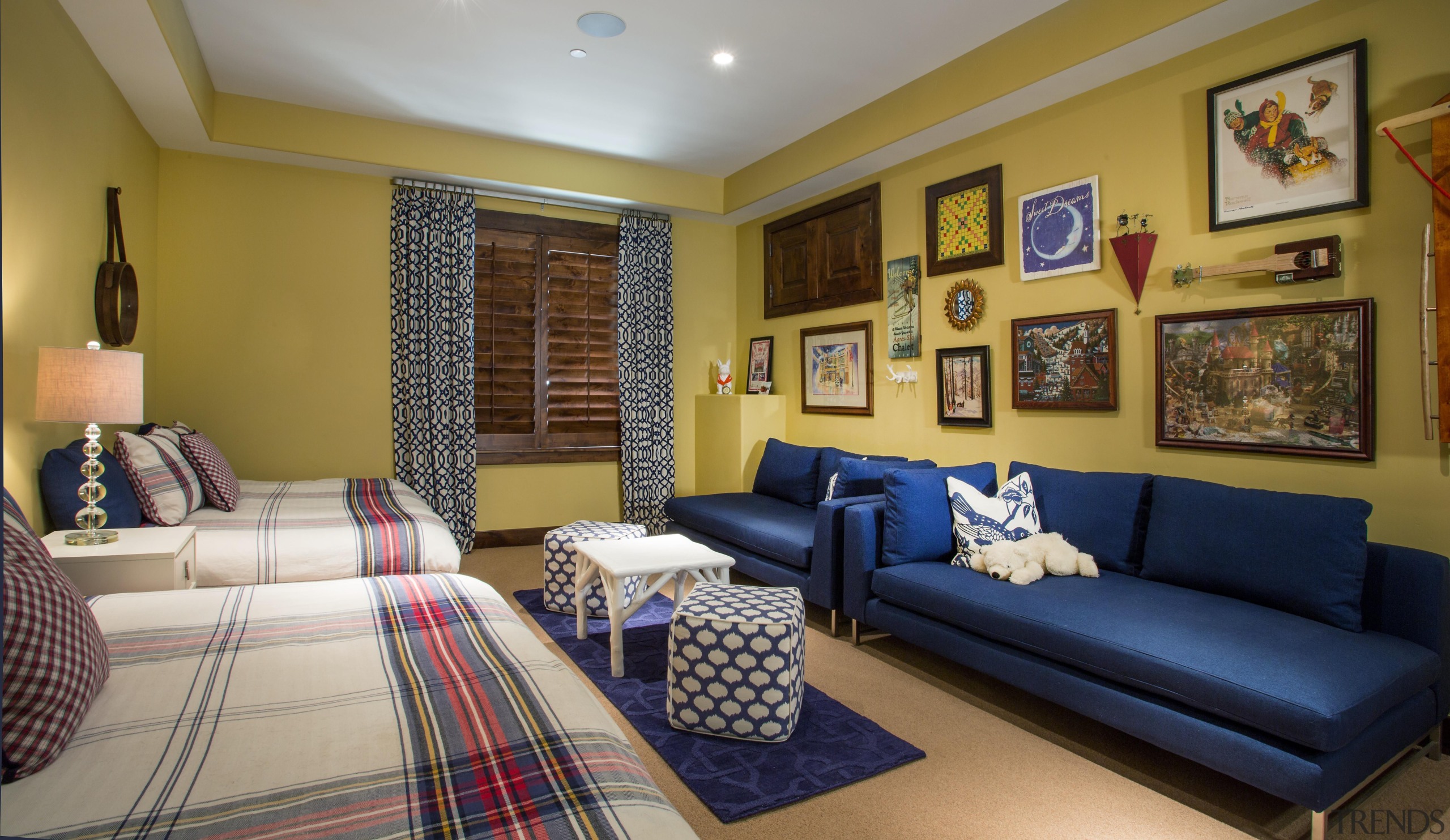 Mountain Modern - Kid Friendly Bedroom - ceiling ceiling, couch, home, interior design, living room, property, real estate, room, wall, window, brown, gray