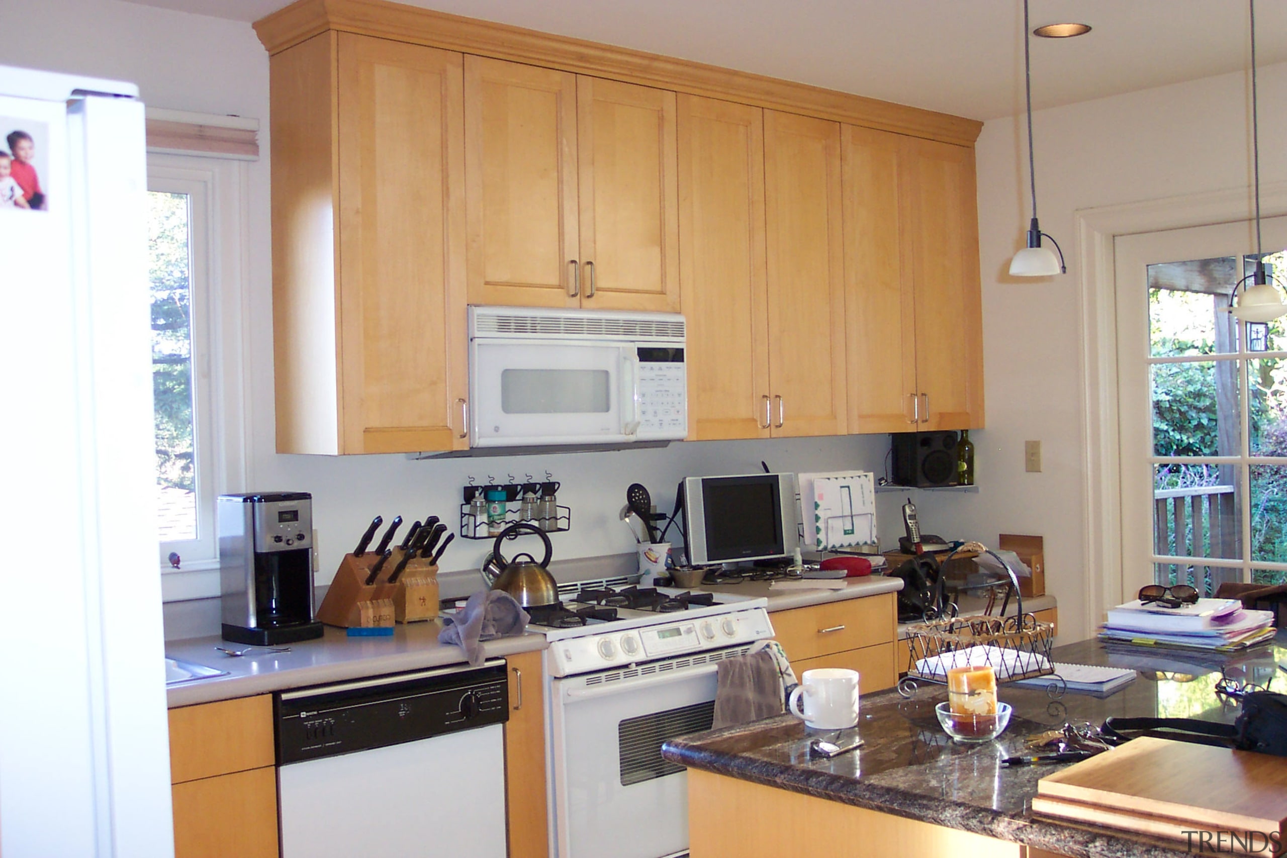 Appliances and cabinets in the original kitchen were cabinetry, countertop, home, interior design, kitchen, real estate, room, gray