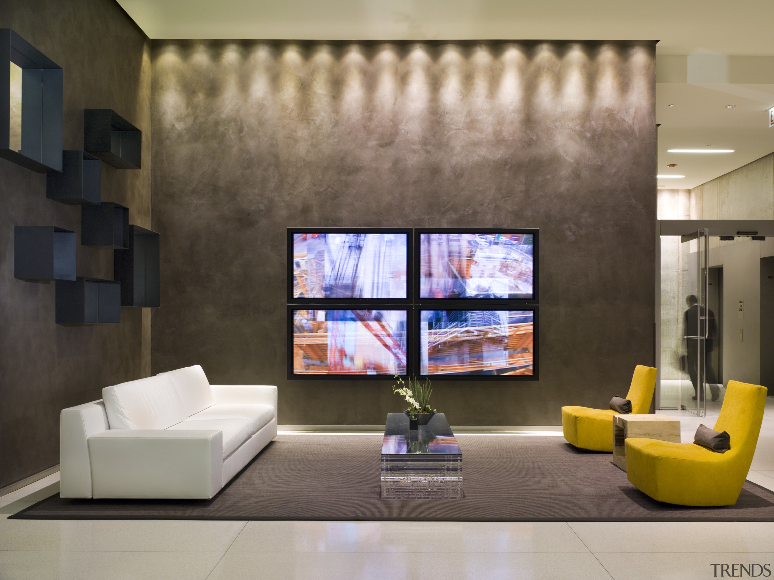 View of the seating area in the foyer ceiling, interior design, living room, lobby, brown, gray