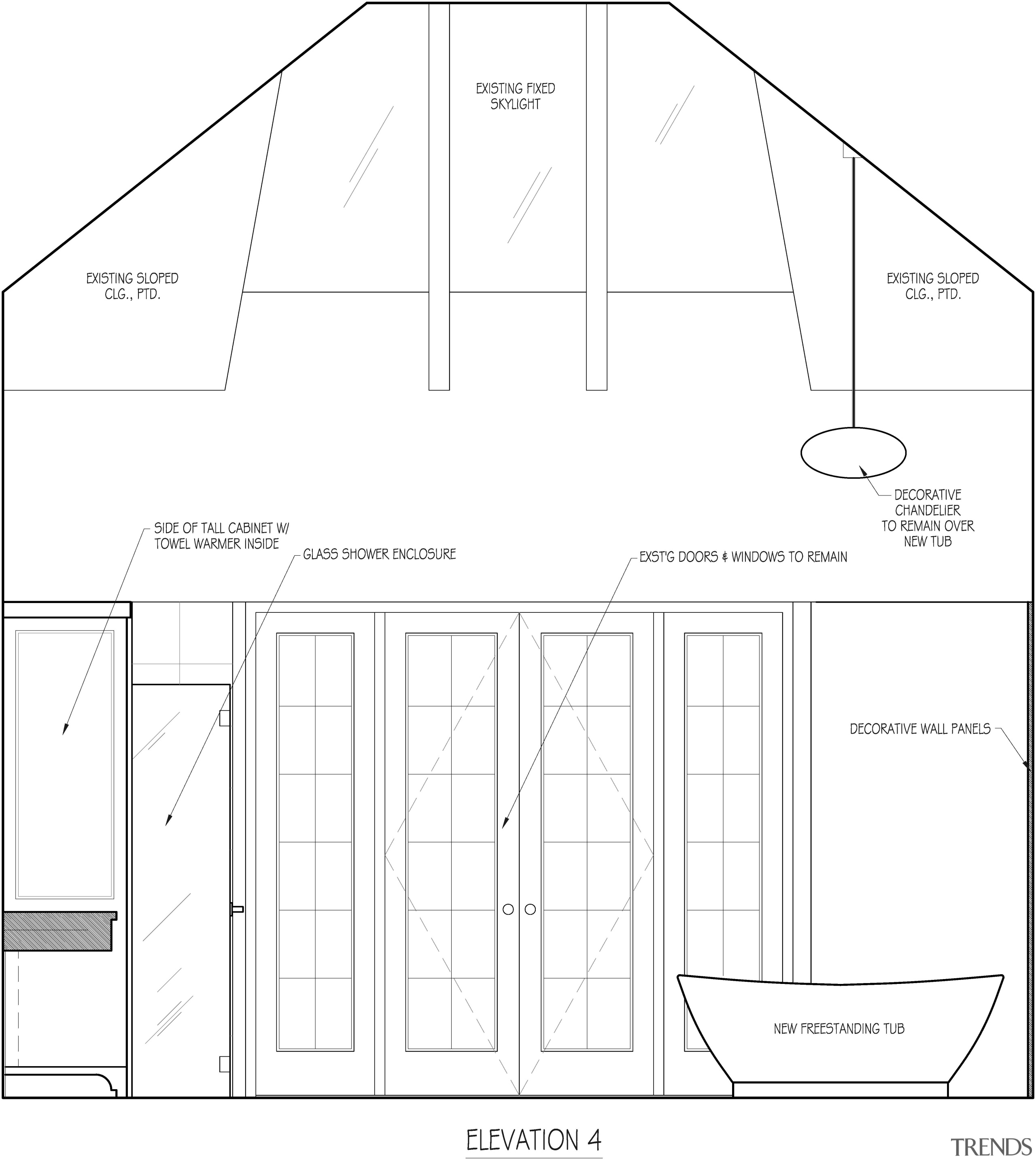 This all-white bathroom replaces a dated master bathroom angle, area, black and white, design, diagram, drawing, font, line, product design, structure, text, white