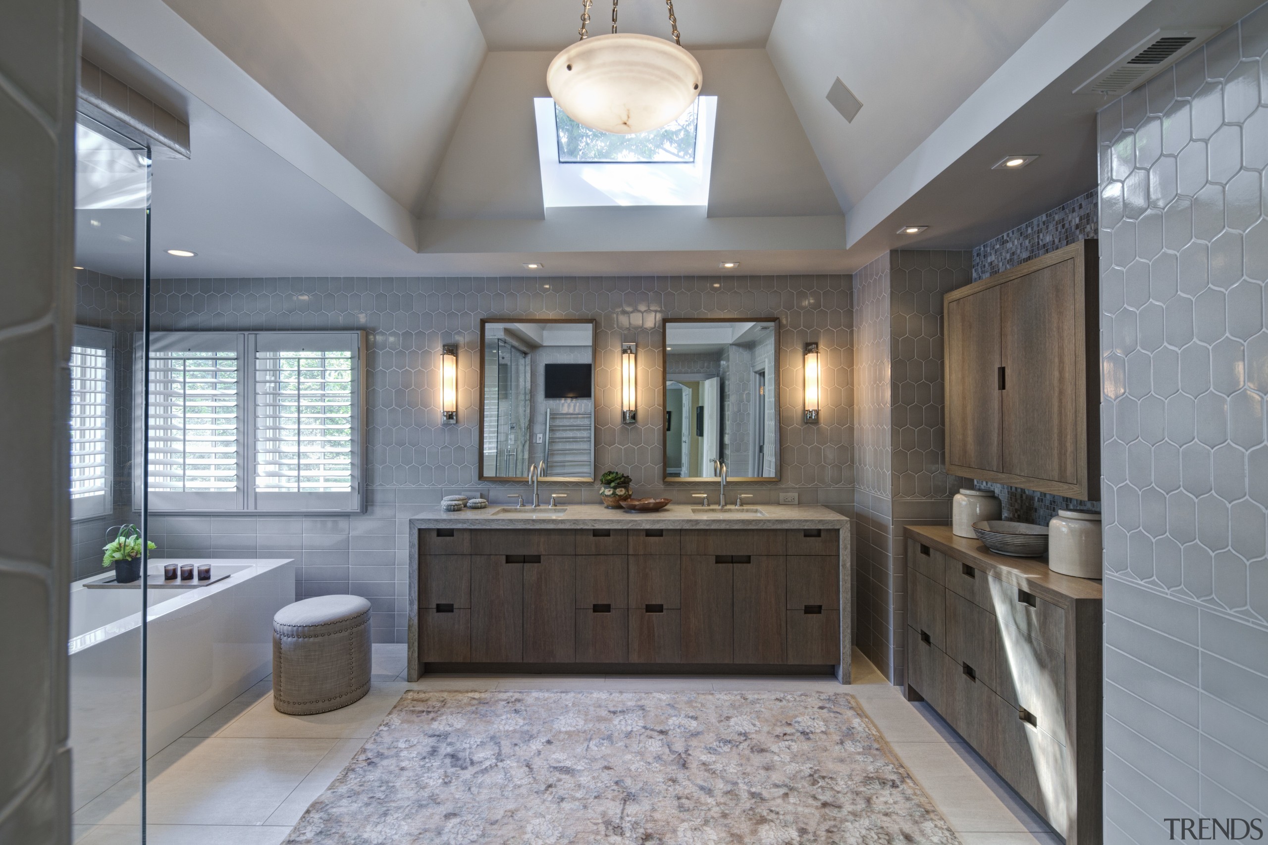 The tranquil ambiance of this master bedroom and cabinetry, ceiling, countertop, estate, floor, flooring, home, interior design, kitchen, real estate, room, gray