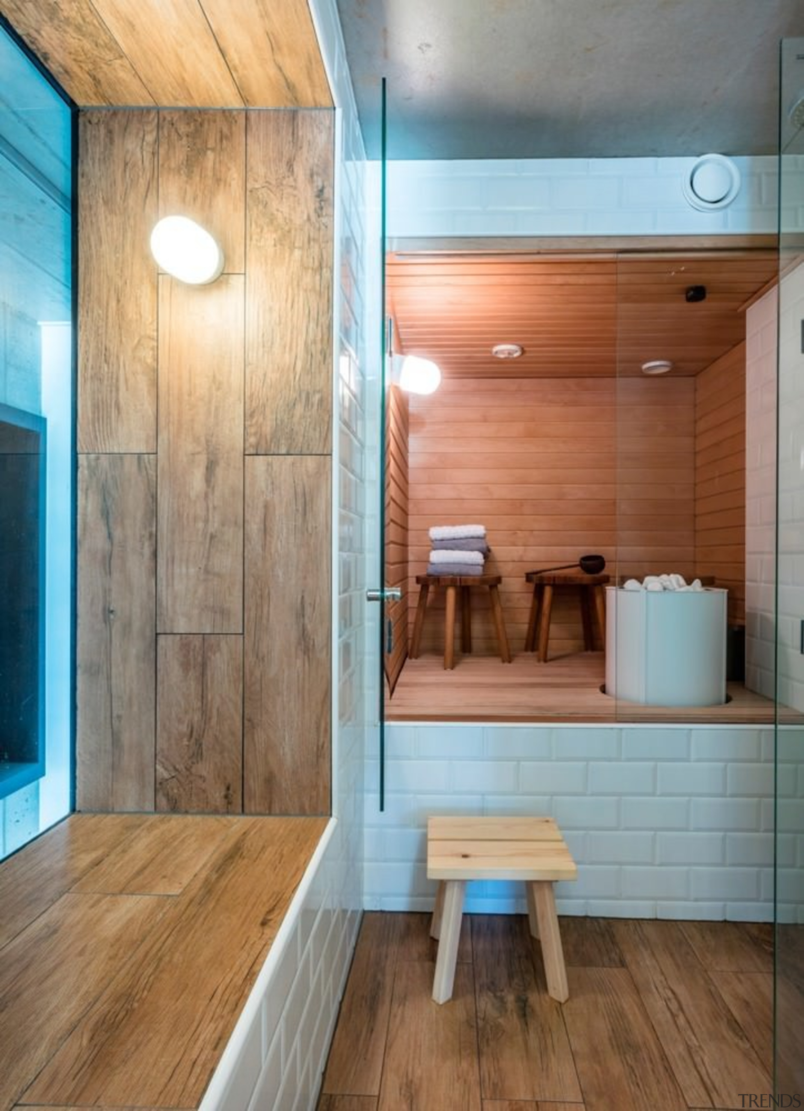 The Tervahovi Silos / PAVE Architects - The architecture, bathroom, ceiling, floor, flooring, hardwood, home, house, interior design, laminate flooring, wall, wood, wood flooring, gray, brown