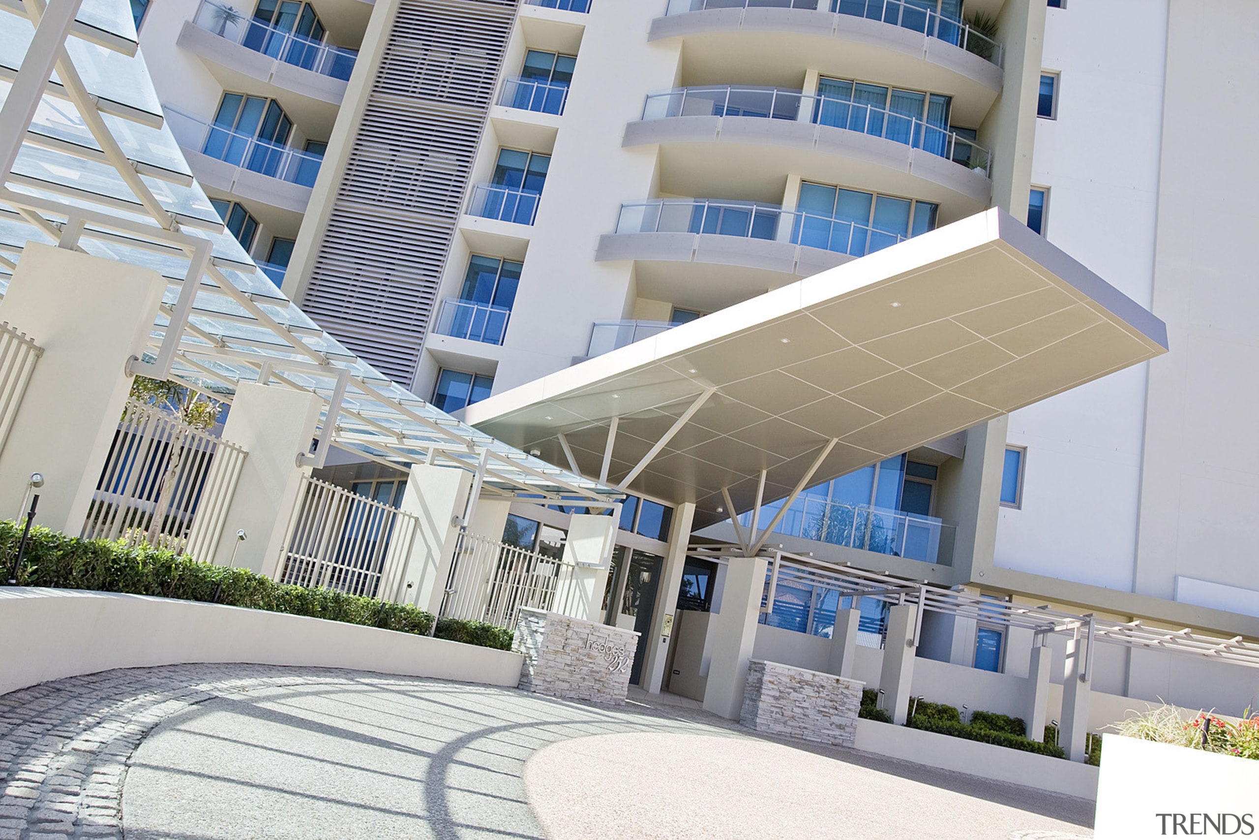 Exterior view of a building which features Alucobond apartment, architecture, building, commercial building, condominium, corporate headquarters, metropolitan area, mixed use, property, real estate, residential area, gray, white