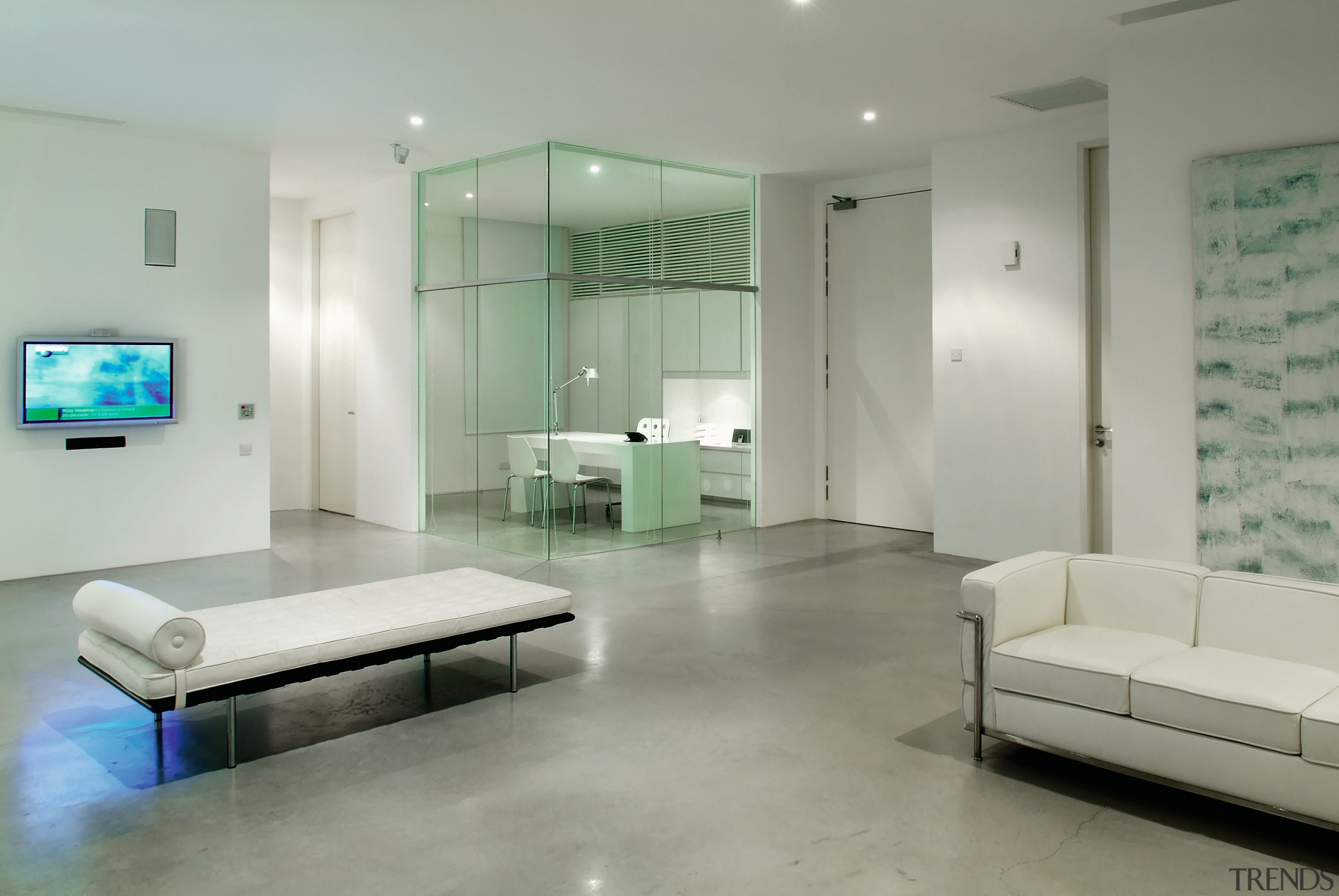 view of the living area where recessed halogen architecture, ceiling, floor, interior design, real estate, room, gray