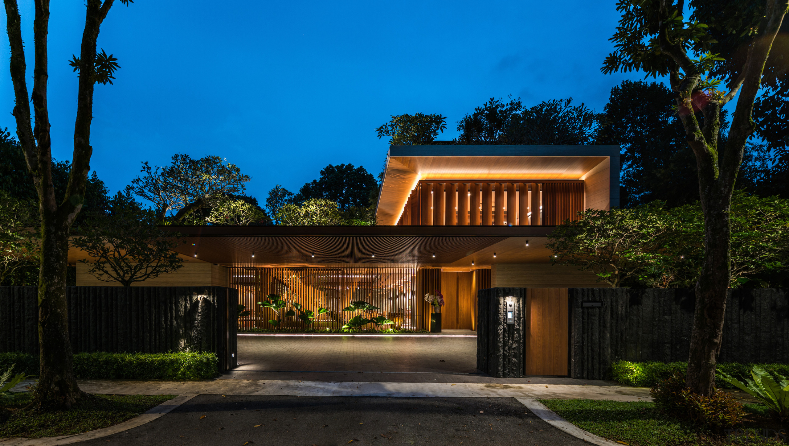 Front entry after dark. - Where time stands 