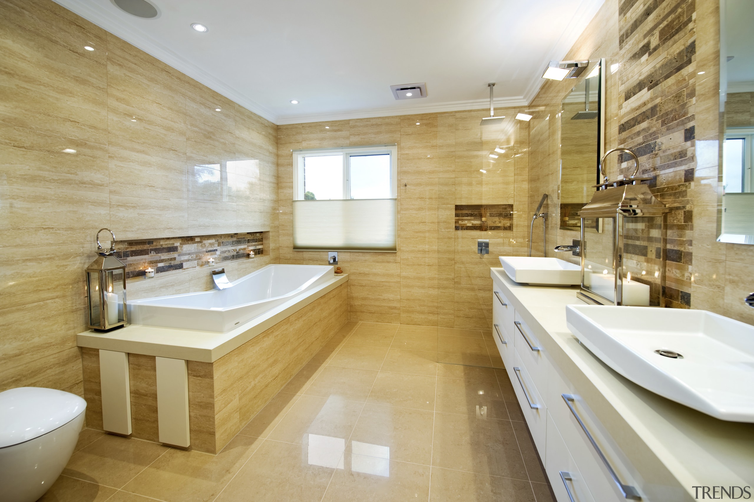 Overview of this natural colour bathroom - Overview bathroom, estate, floor, flooring, interior design, real estate, room, tile, orange