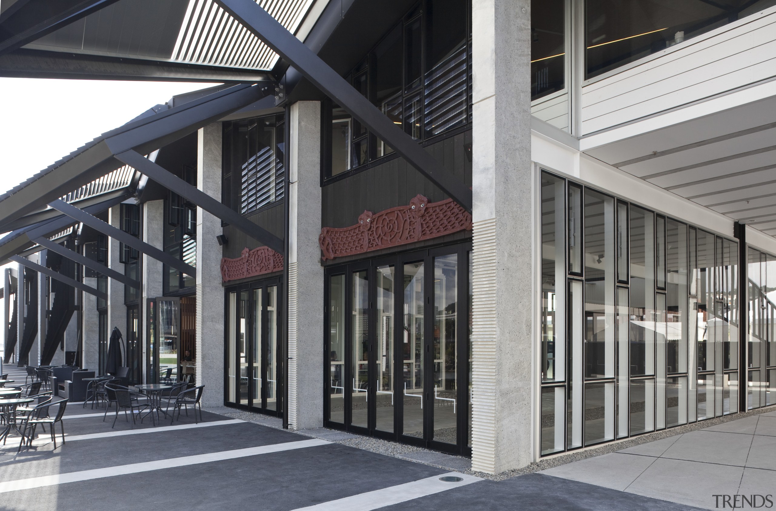 View of the aluminium joinery and window winding building, facade, structure, gray, black