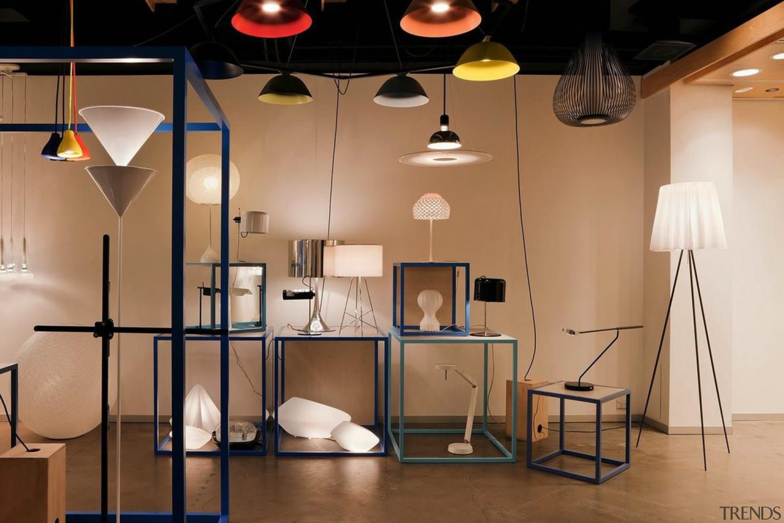 Euroluce has opened a new Melbourne Light Studio ceiling, furniture, home, interior design, light fixture, lighting, product design, table, brown