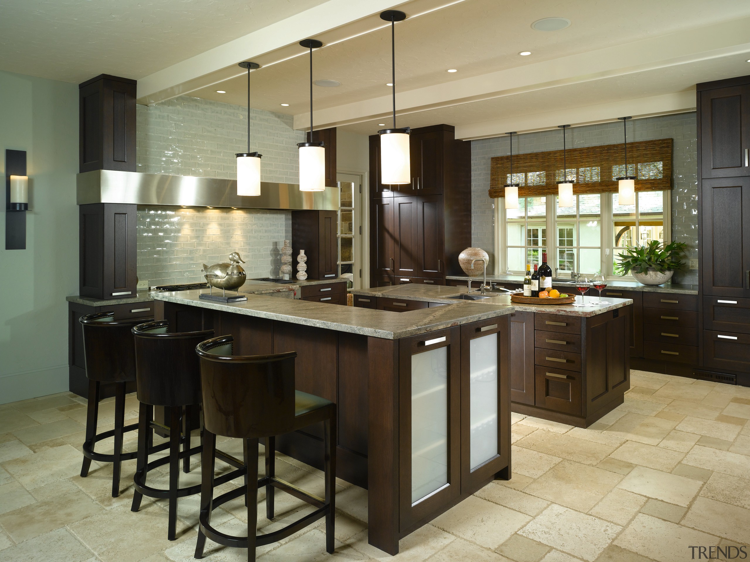 The kitchen team functionality with heavy, monolithic lines cabinetry, countertop, cuisine classique, flooring, interior design, kitchen, room, wood flooring, black