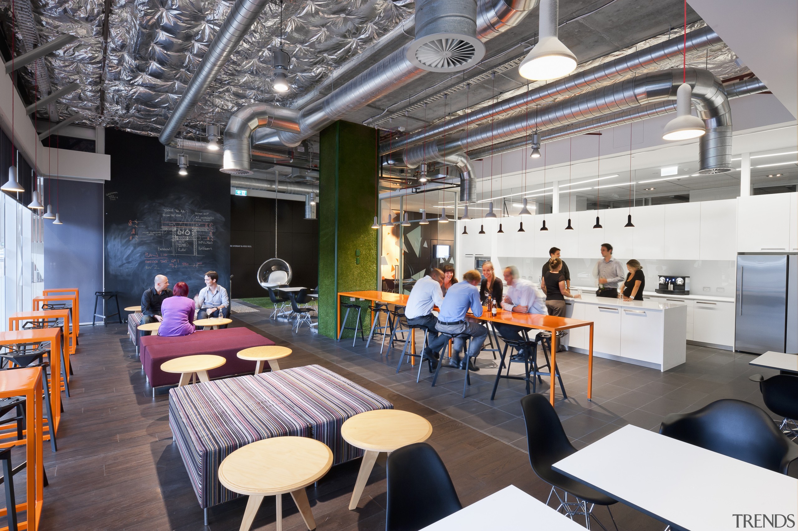 A multifaceted facade behind the reception desk of interior design, gray, white