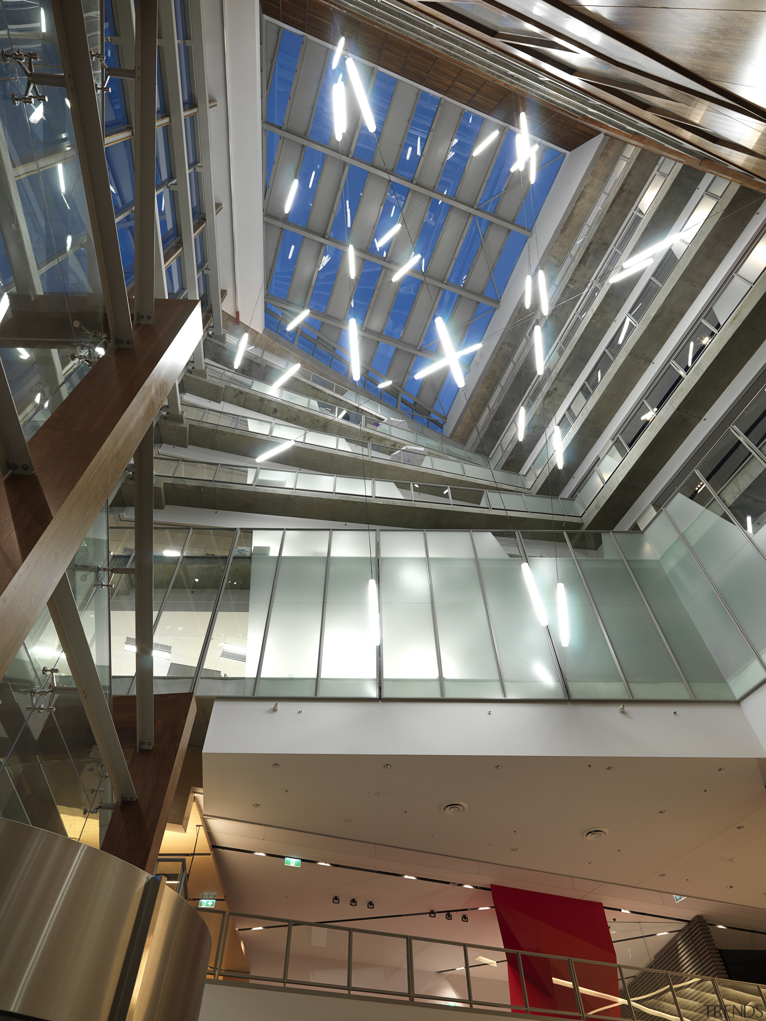 Webber &amp; Associates used AutoCAD and ArchiCAD to architecture, building, ceiling, daylighting, glass, metropolitan area, structure, gray, brown