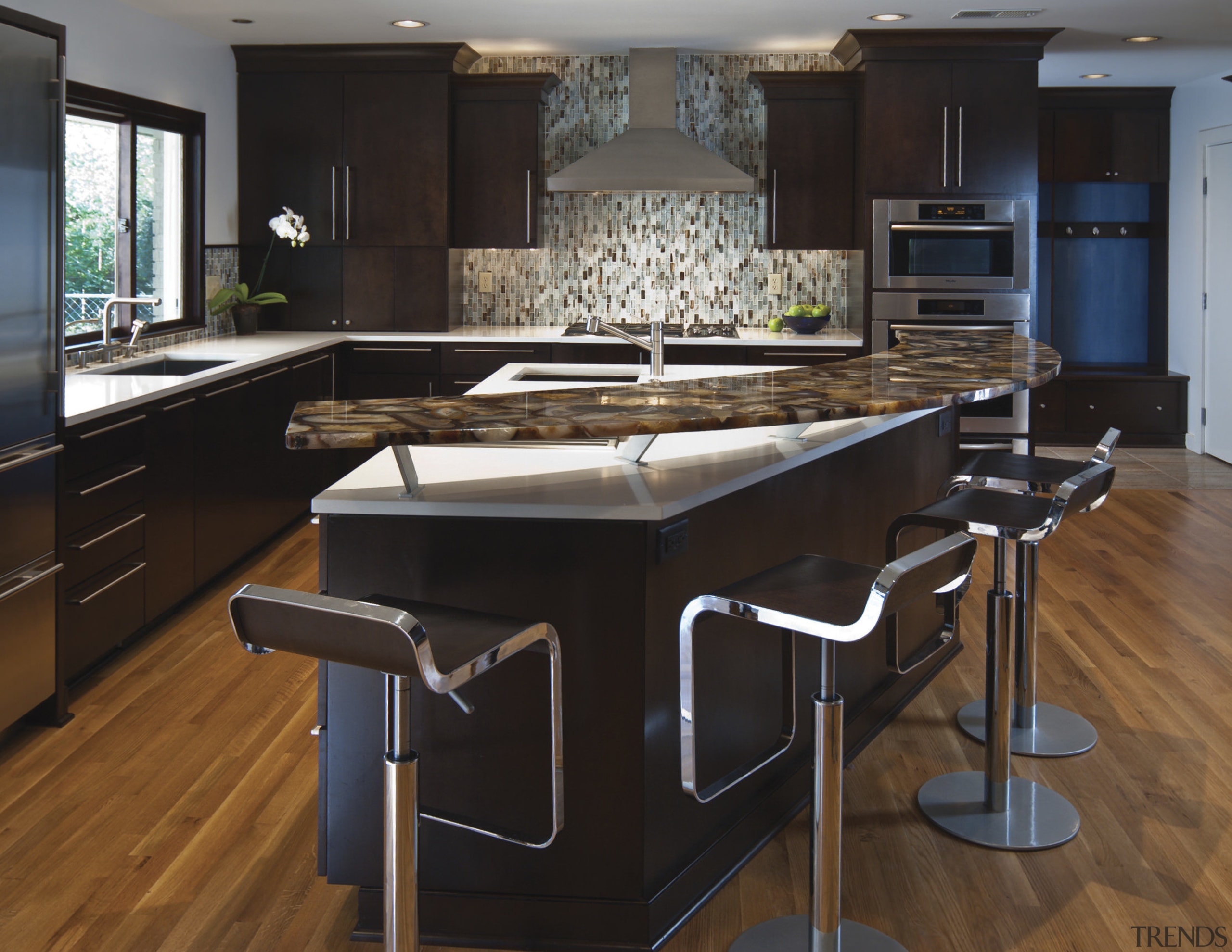 Modern - classic feel. Cabinetry and storage. Hand-crafted. cabinetry, countertop, floor, flooring, hardwood, interior design, kitchen, laminate flooring, room, wood flooring, black