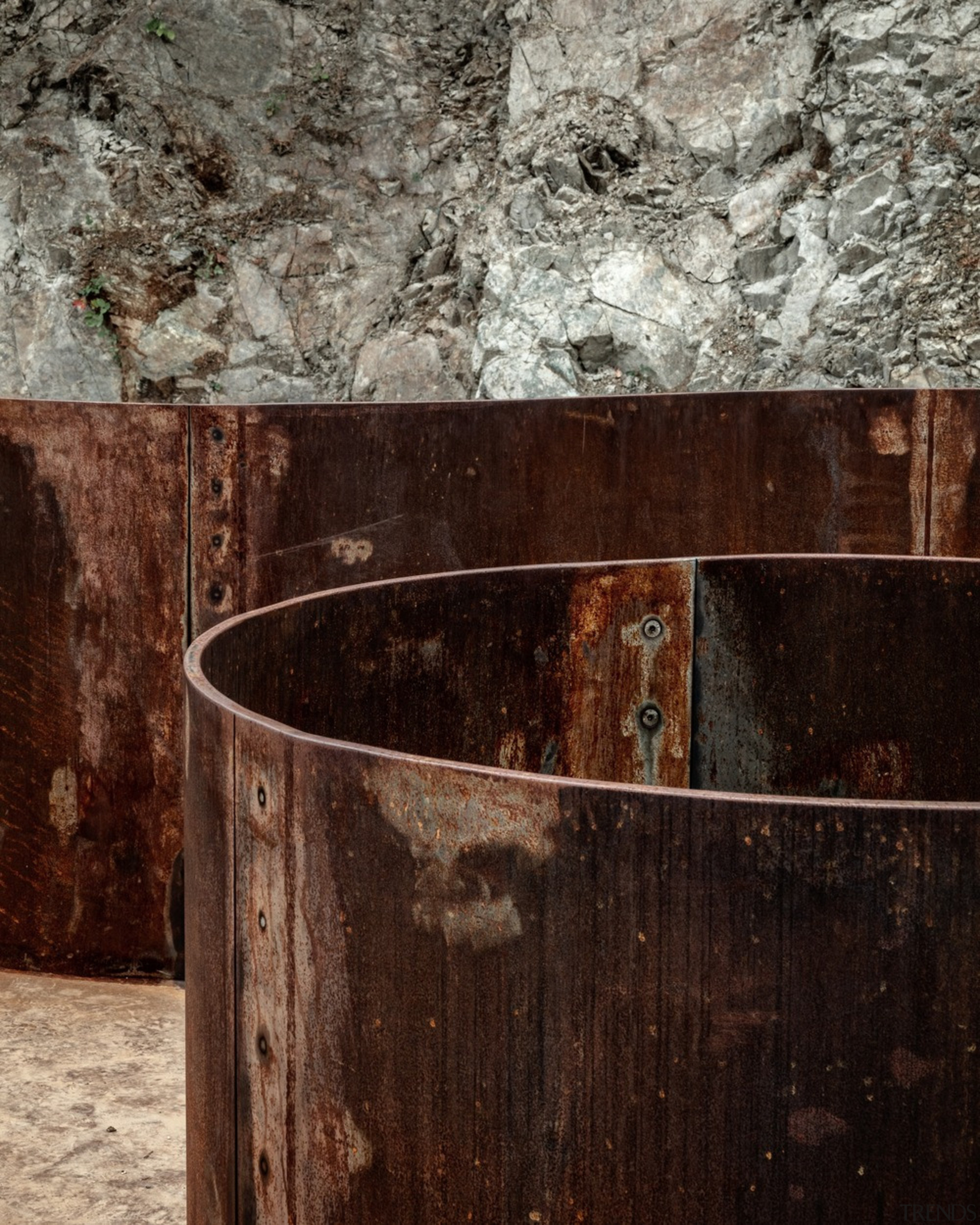 Industrial evocation doesn't get any grungier than with brown, gray