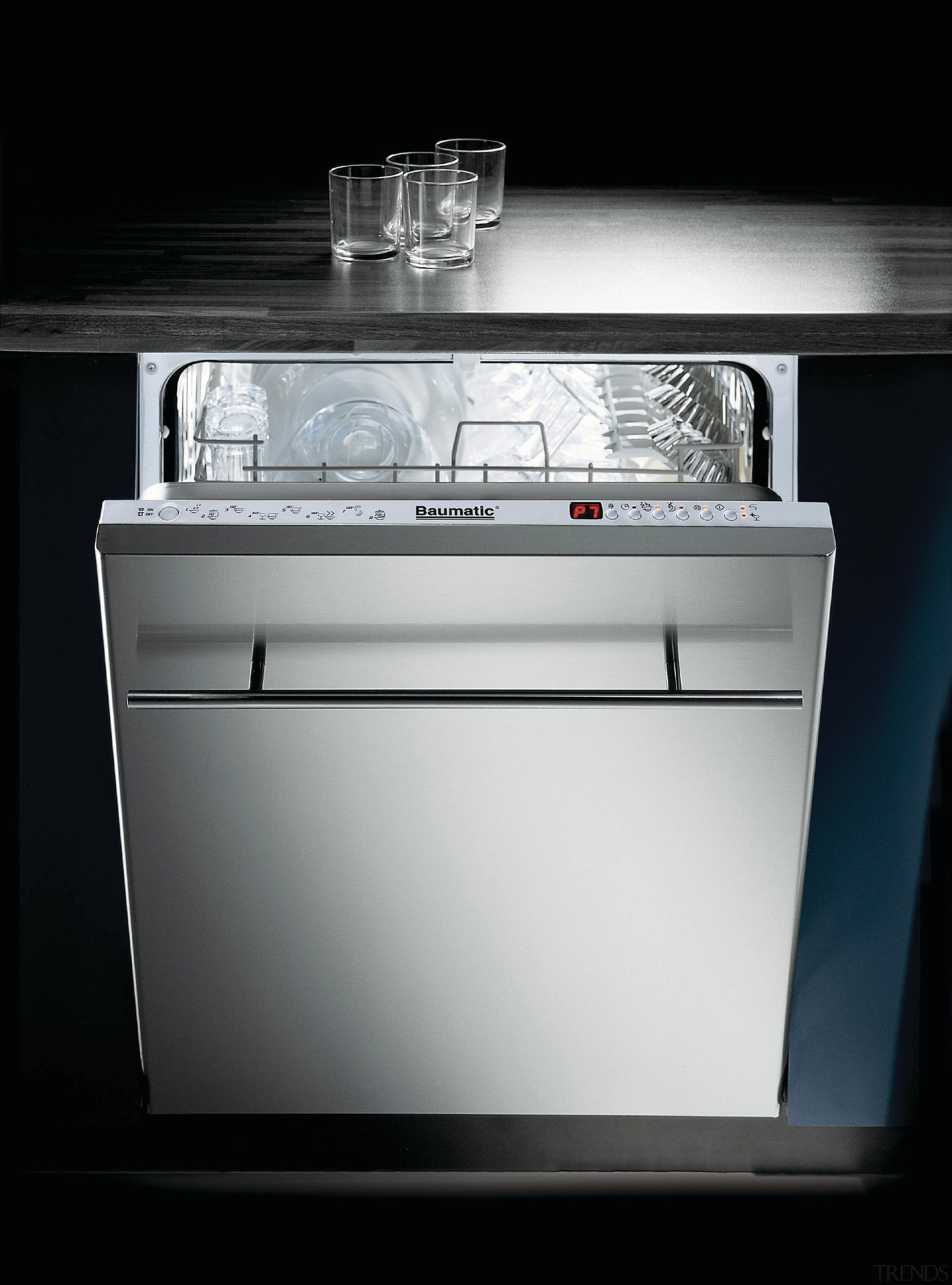 Baumatic fully integrated dishwasher. - Baumatic fully integrated dishwasher, gas stove, home appliance, kitchen appliance, kitchen stove, major appliance, product, product design, black