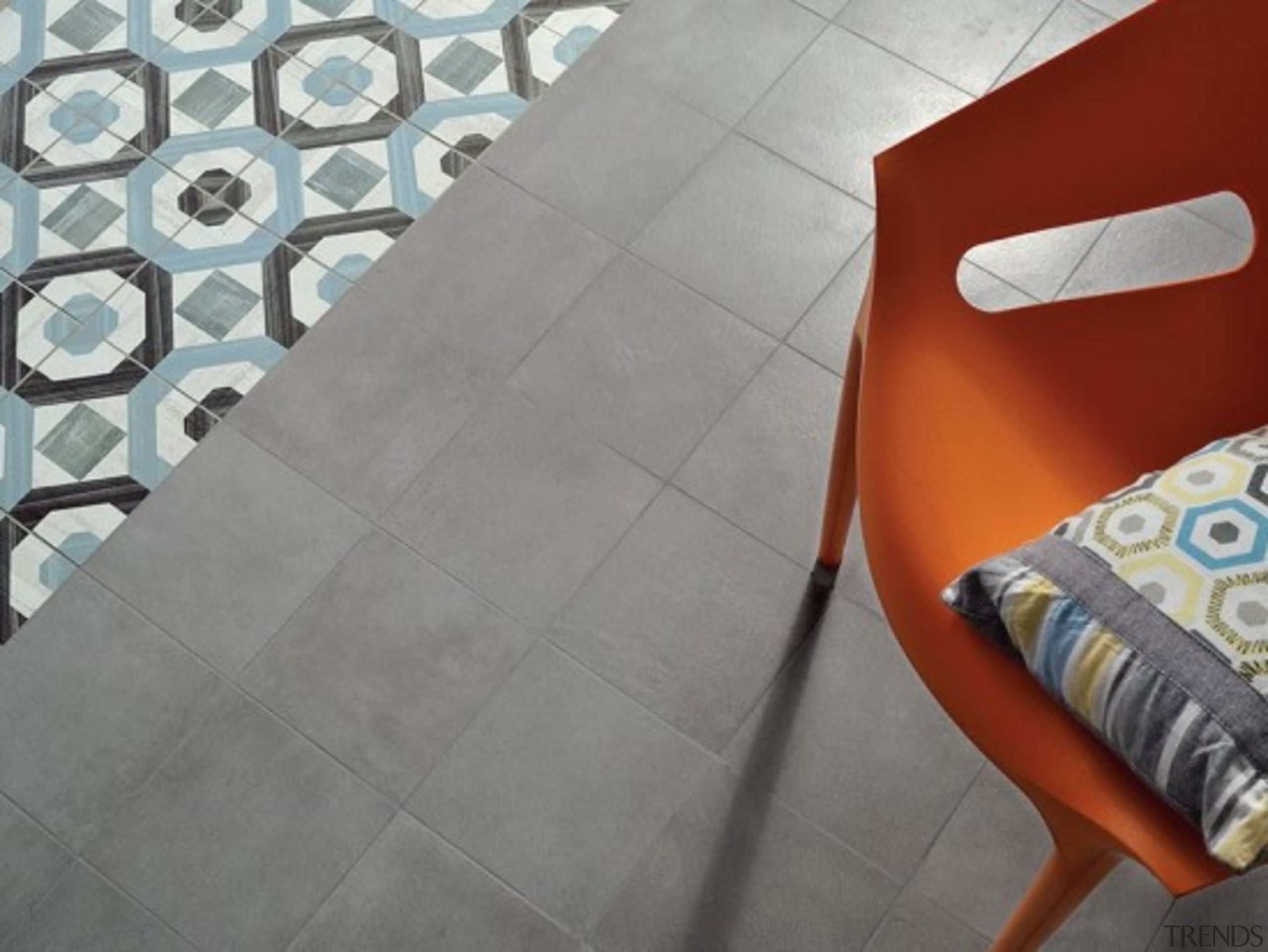 Each tile is identical and collectively combine to angle, floor, flooring, hardwood, pattern, product, table, tile, wall, wood, gray