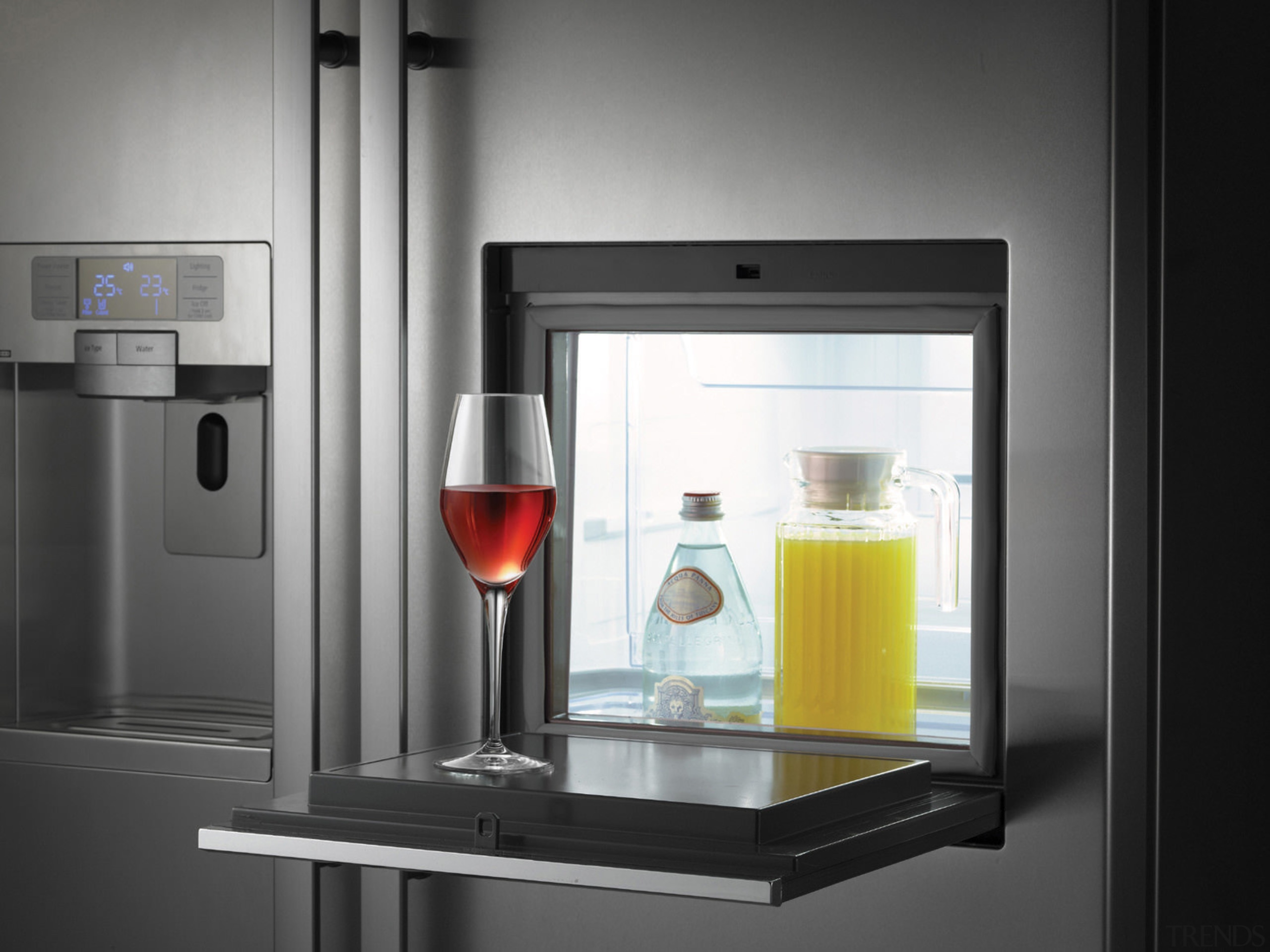 Image of the new Samsung g series side glass, home appliance, kitchen appliance, product, product design, refrigerator, small appliance, black, gray