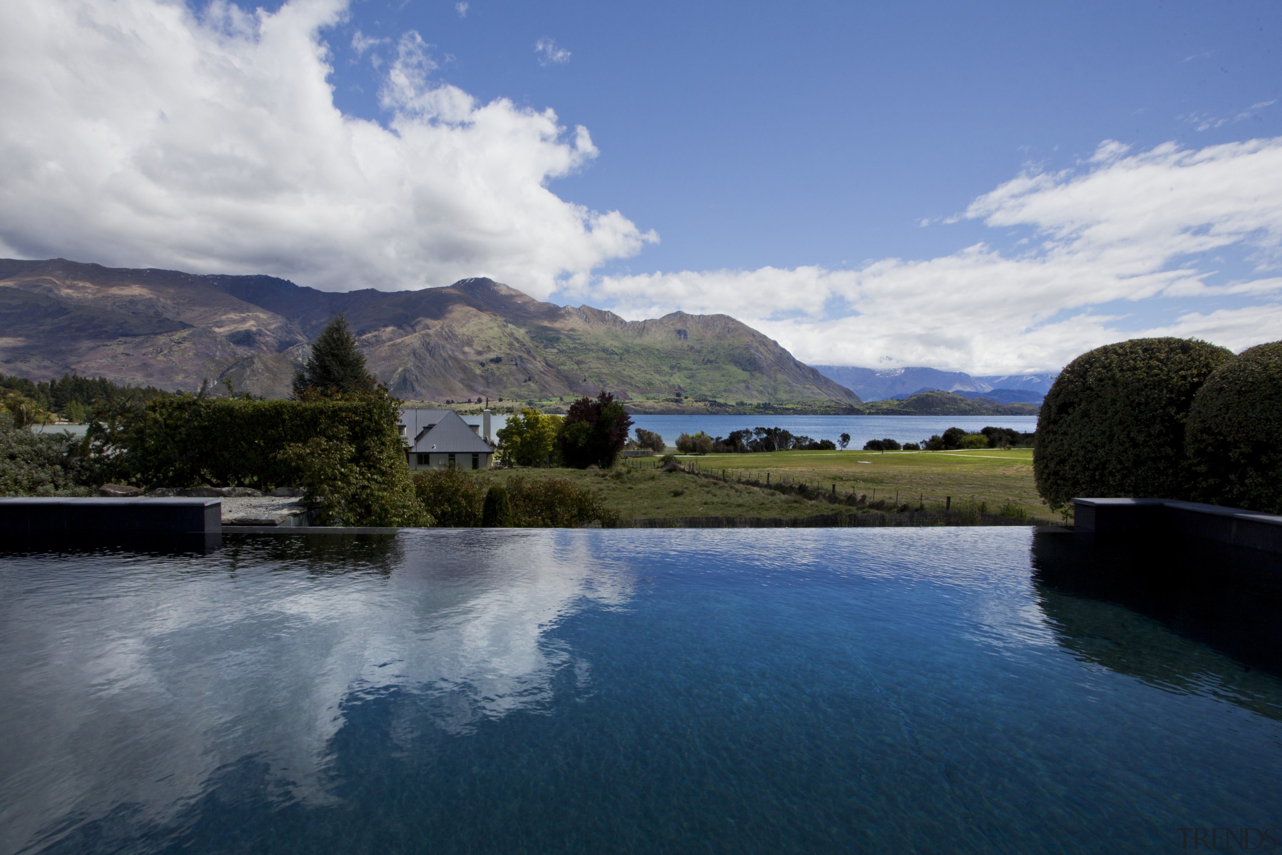 View of pool and view. - View of cloud, highland, hill, lake, lake district, landscape, loch, mountain, nature, real estate, reflection, reservoir, sea, sky, tree, water, water resources, gray