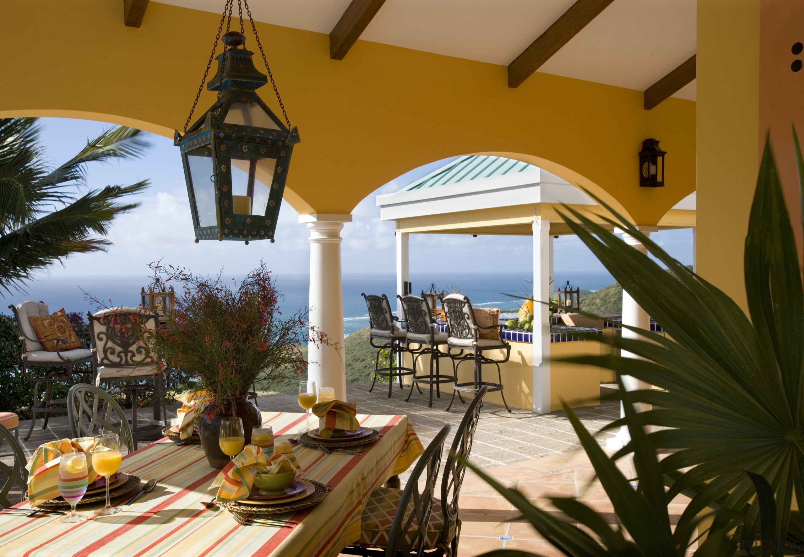 Outdoor dining area - Outdoor dining area - arecales, estate, hacienda, home, hotel, palm tree, property, real estate, resort, villa, brown