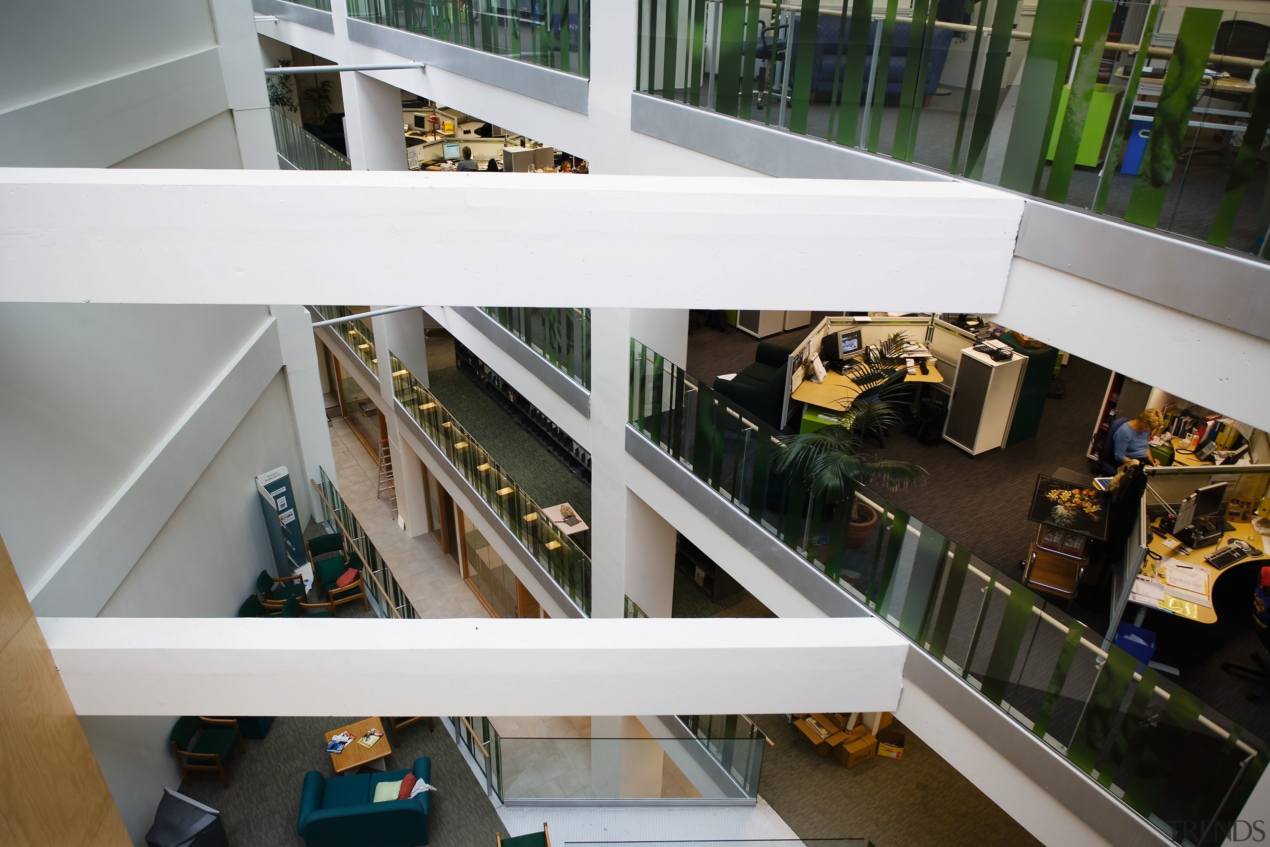 A view of the DOC offices developed by architecture, gray, white