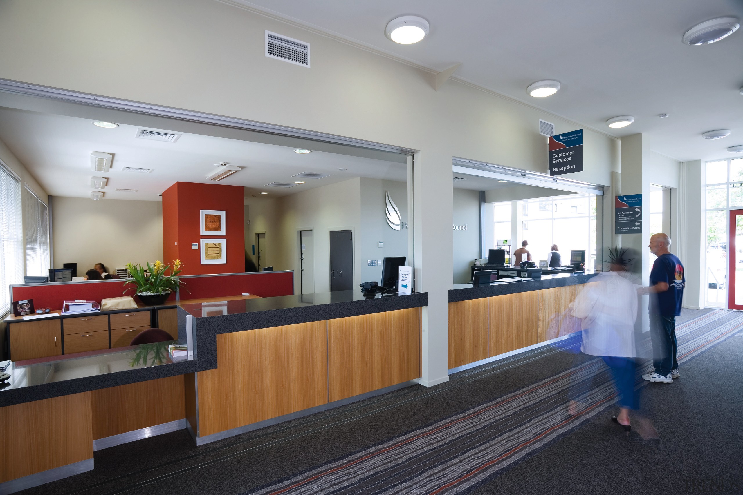 A view of the Papakura District Council's office institution, gray