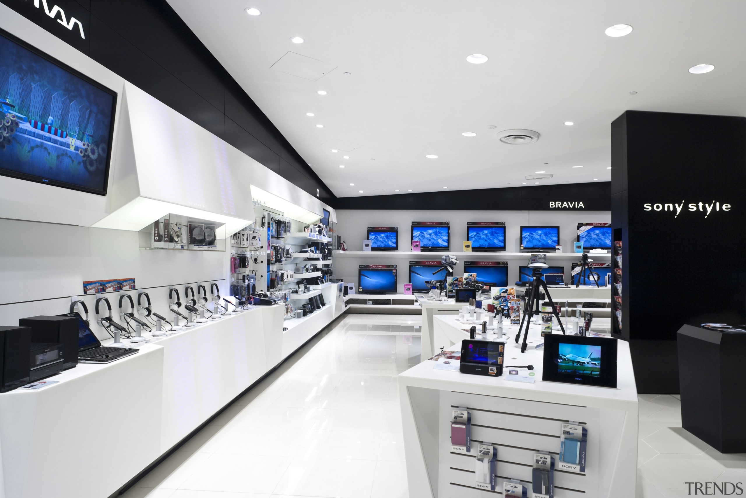 View of shops fitted by Dimension Shopfitters. - electronics, interior design, product, product design, retail, technology, white