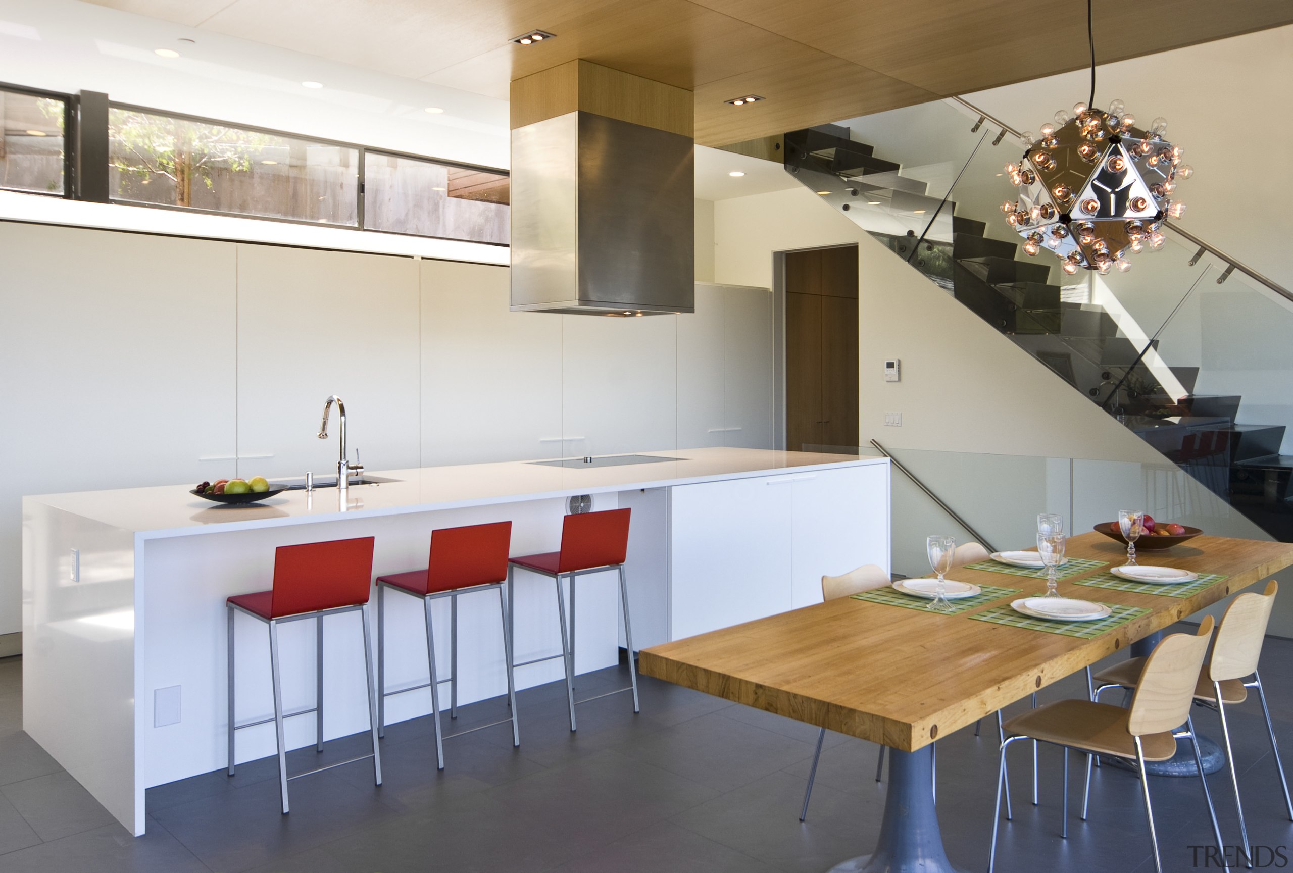 View of kitchen designed by Tim Rempel of countertop, interior design, kitchen, table, white