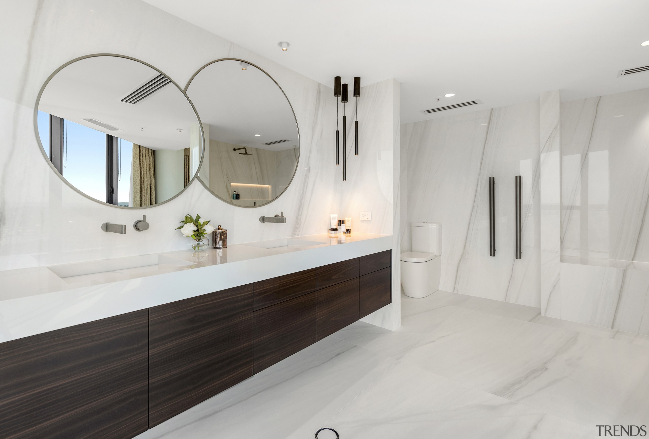 Marble porcelain panels radiate a sense of opulence 
