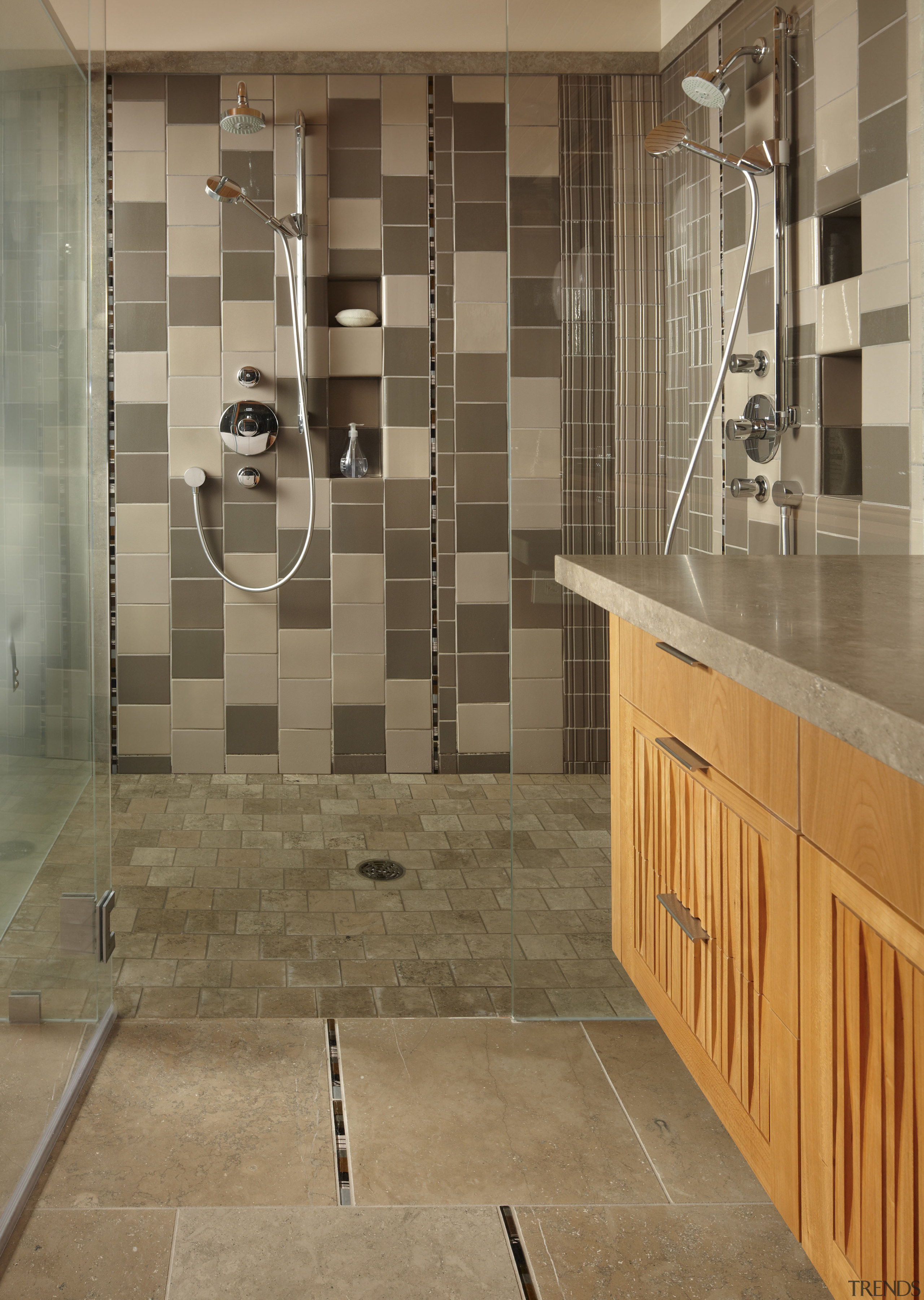 za FRIEND bath8 - za_FRIEND_bath8 - bathroom | bathroom, cabinetry, floor, flooring, glass, interior design, plumbing fixture, room, tile, wall, wood flooring, brown