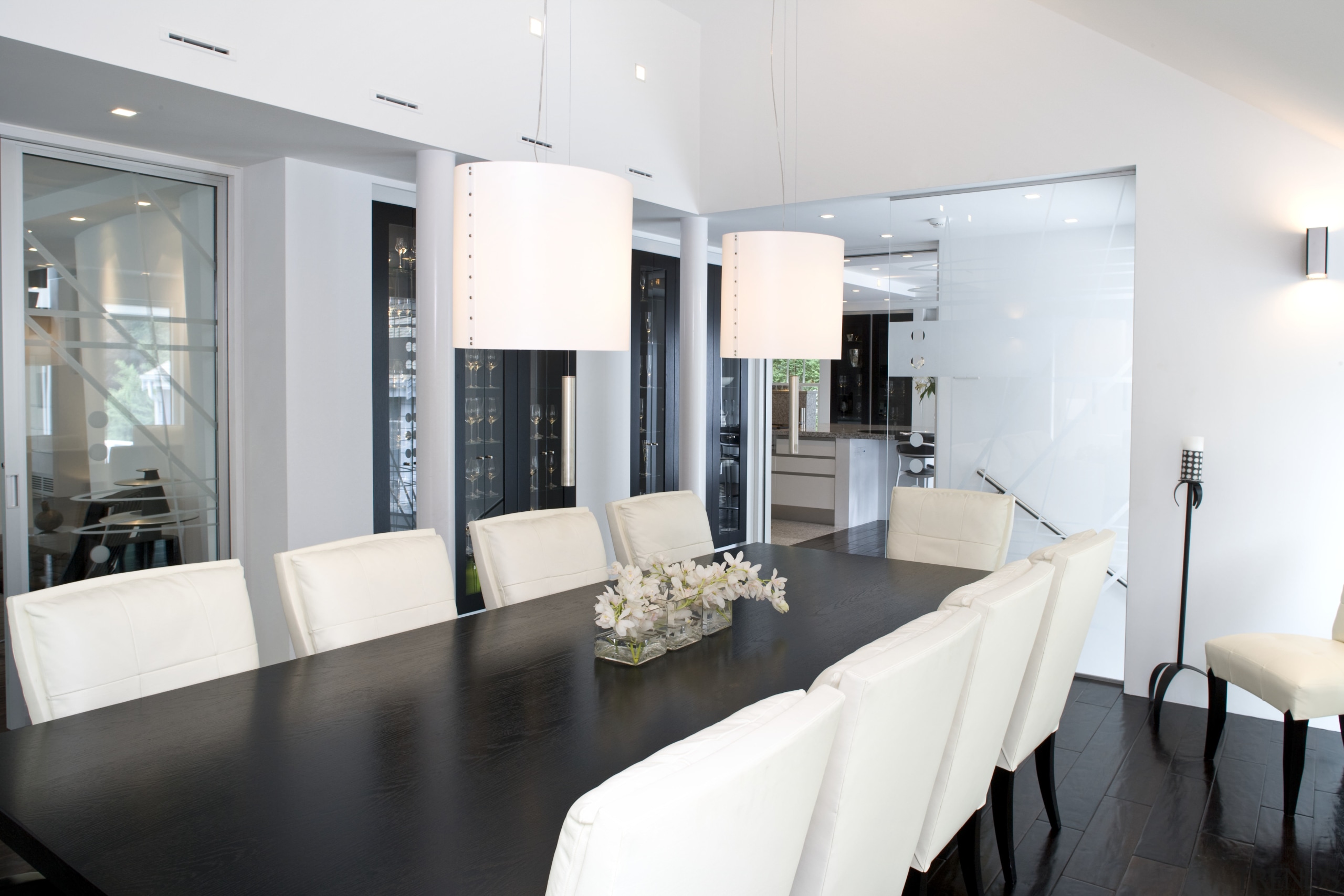 View of the formal dining area featuring dining ceiling, dining room, interior design, living room, property, real estate, room, table, white