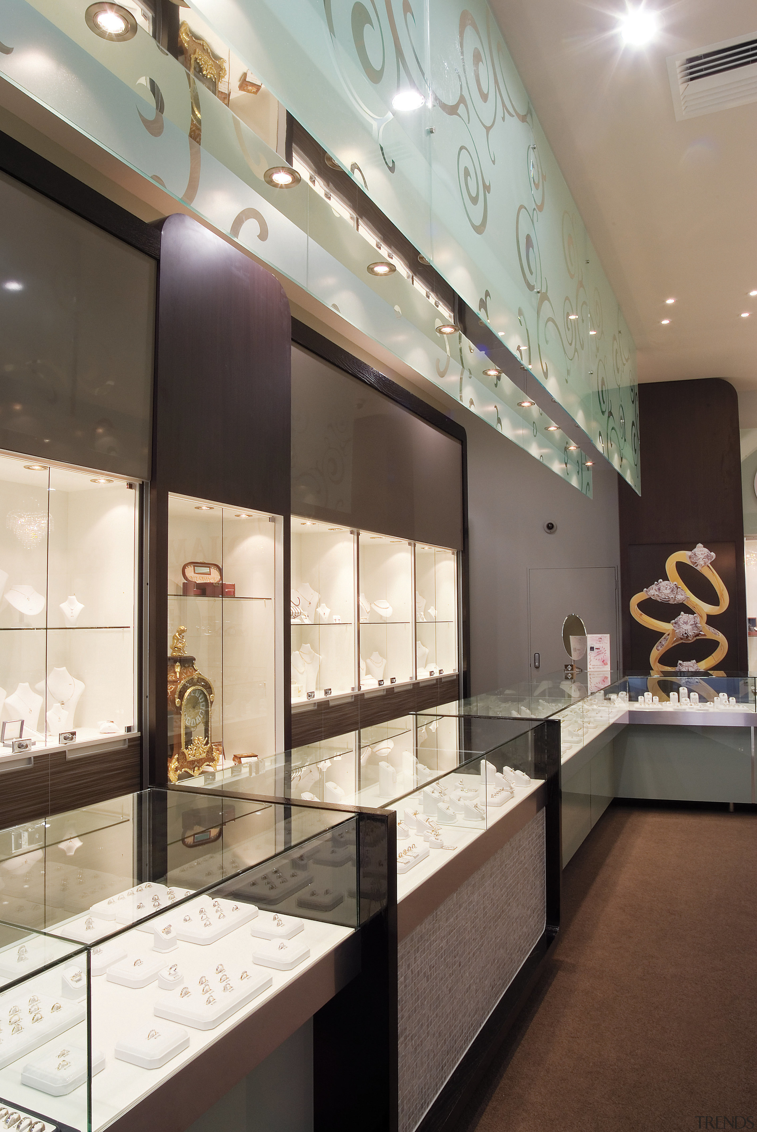 An interior view of the diamond &amp; Time ceiling, countertop, glass, interior design, gray