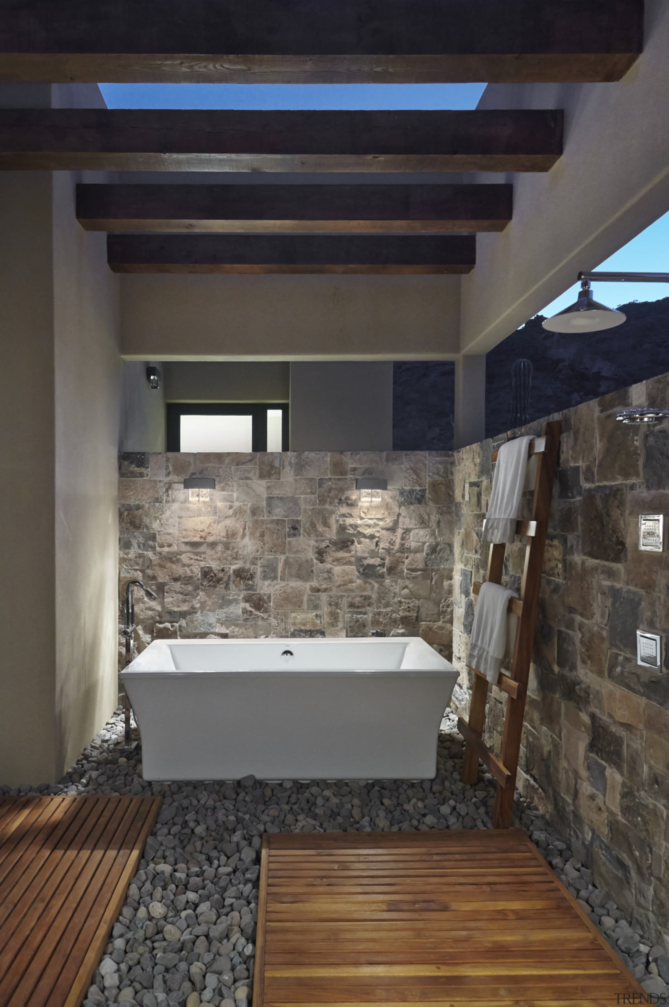 Another view of the outdoor bathroom - Another architecture, bathroom, daylighting, floor, flooring, home, house, interior design, room, tile, black, gray