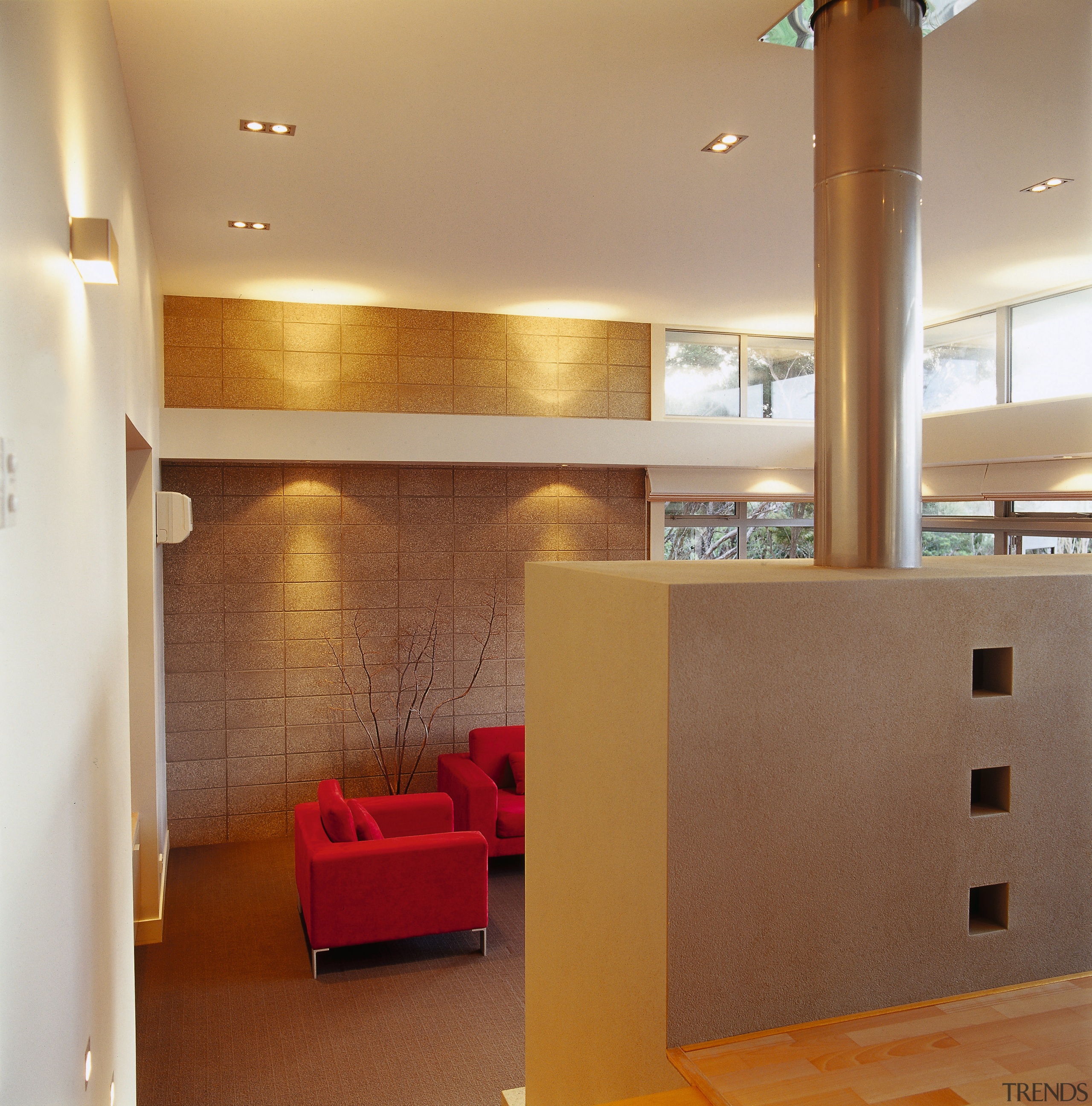 view of the vents at the back of architecture, ceiling, daylighting, floor, flooring, hardwood, interior design, laminate flooring, lighting, lobby, room, stairs, wall, wood, wood flooring, brown, orange