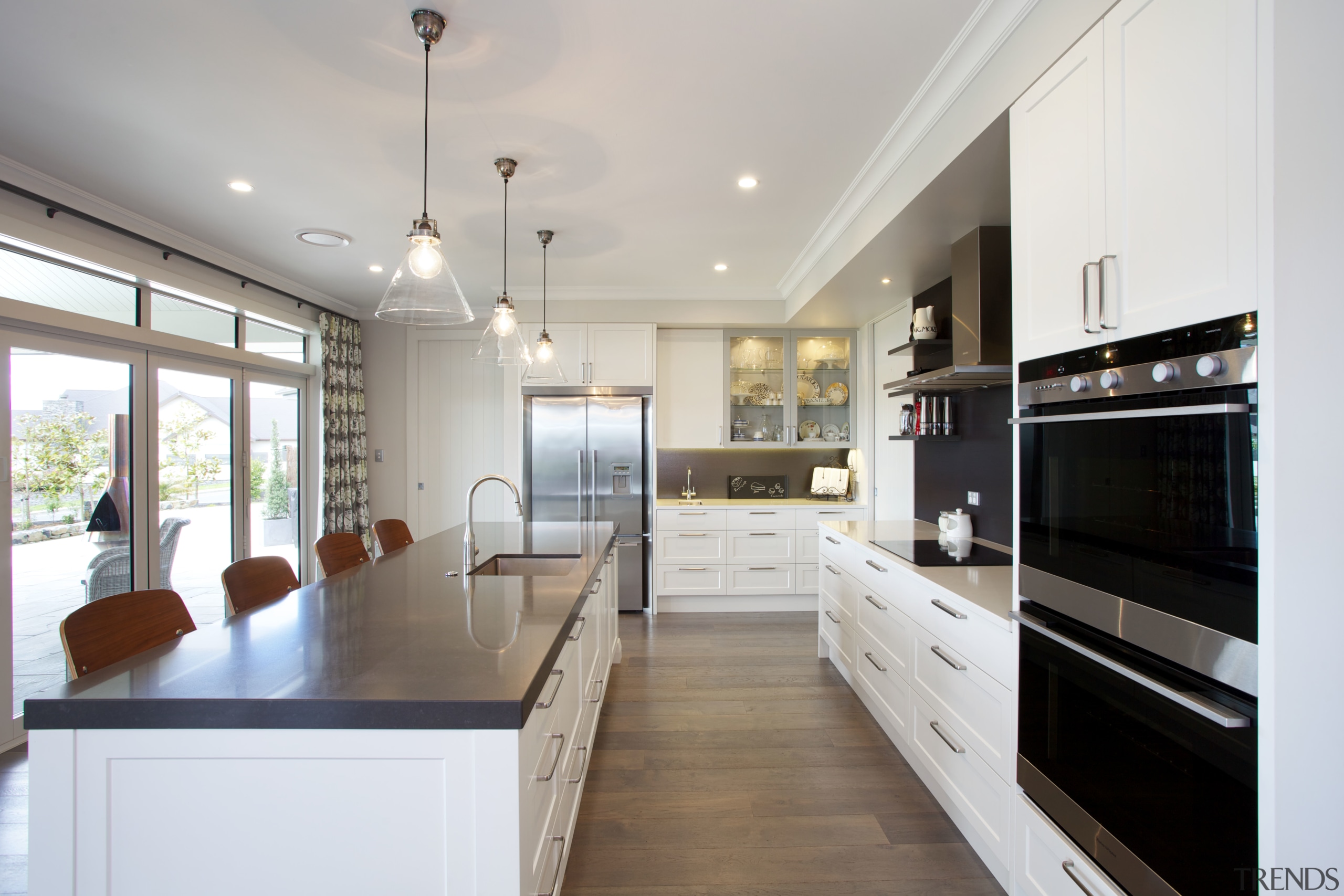 Room with a view  this new kitchen countertop, cuisine classique, interior design, kitchen, real estate, room, gray, white