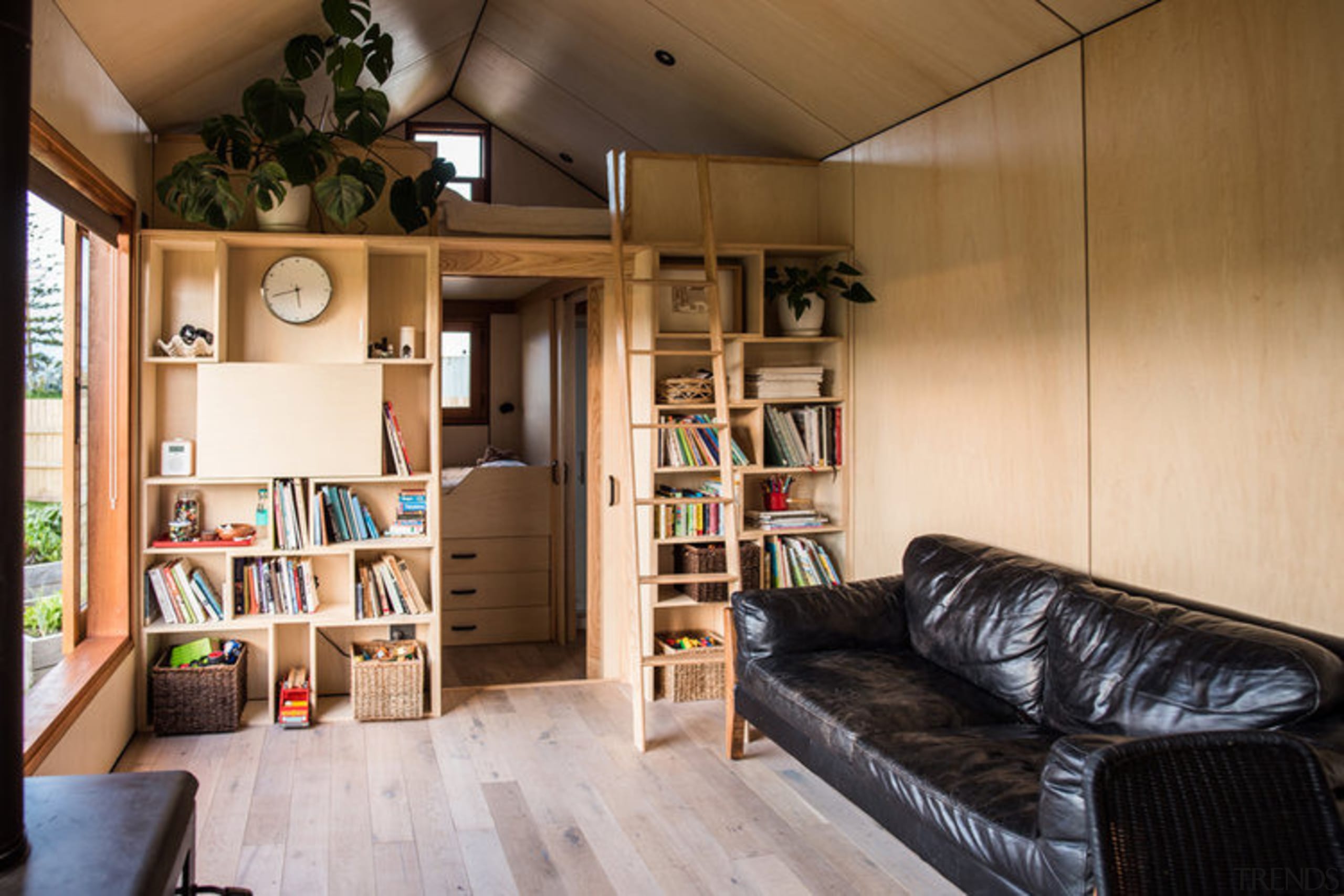 Le Workshop in Napier - Le Workshop in bookcase, furniture, house, interior design, living room, loft, shelving, wood, brown