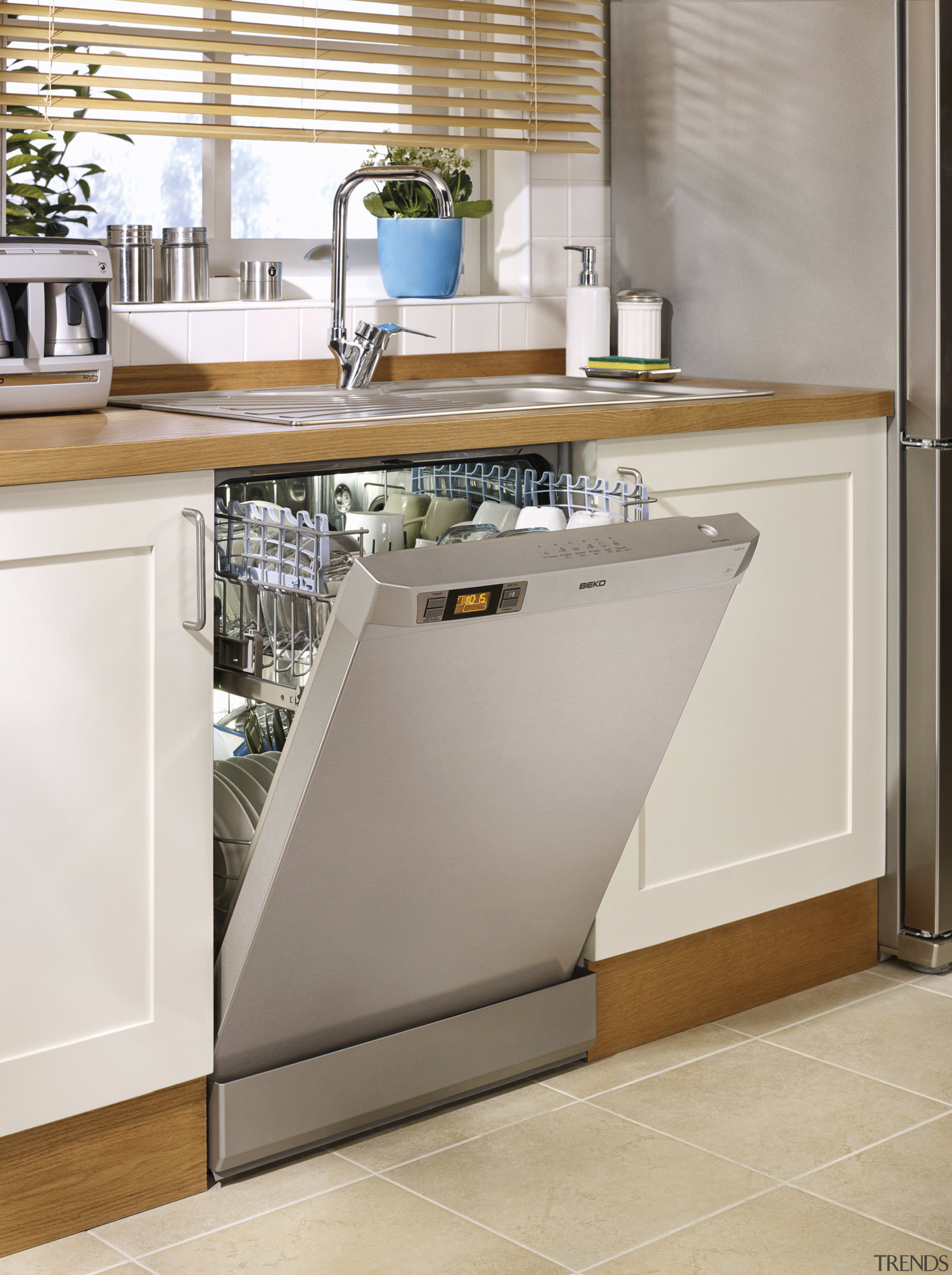 View of dishwasher. - View of dishwasher. - cabinetry, countertop, dishwasher, floor, home appliance, kitchen, kitchen appliance, kitchen stove, major appliance, product, refrigerator, gray