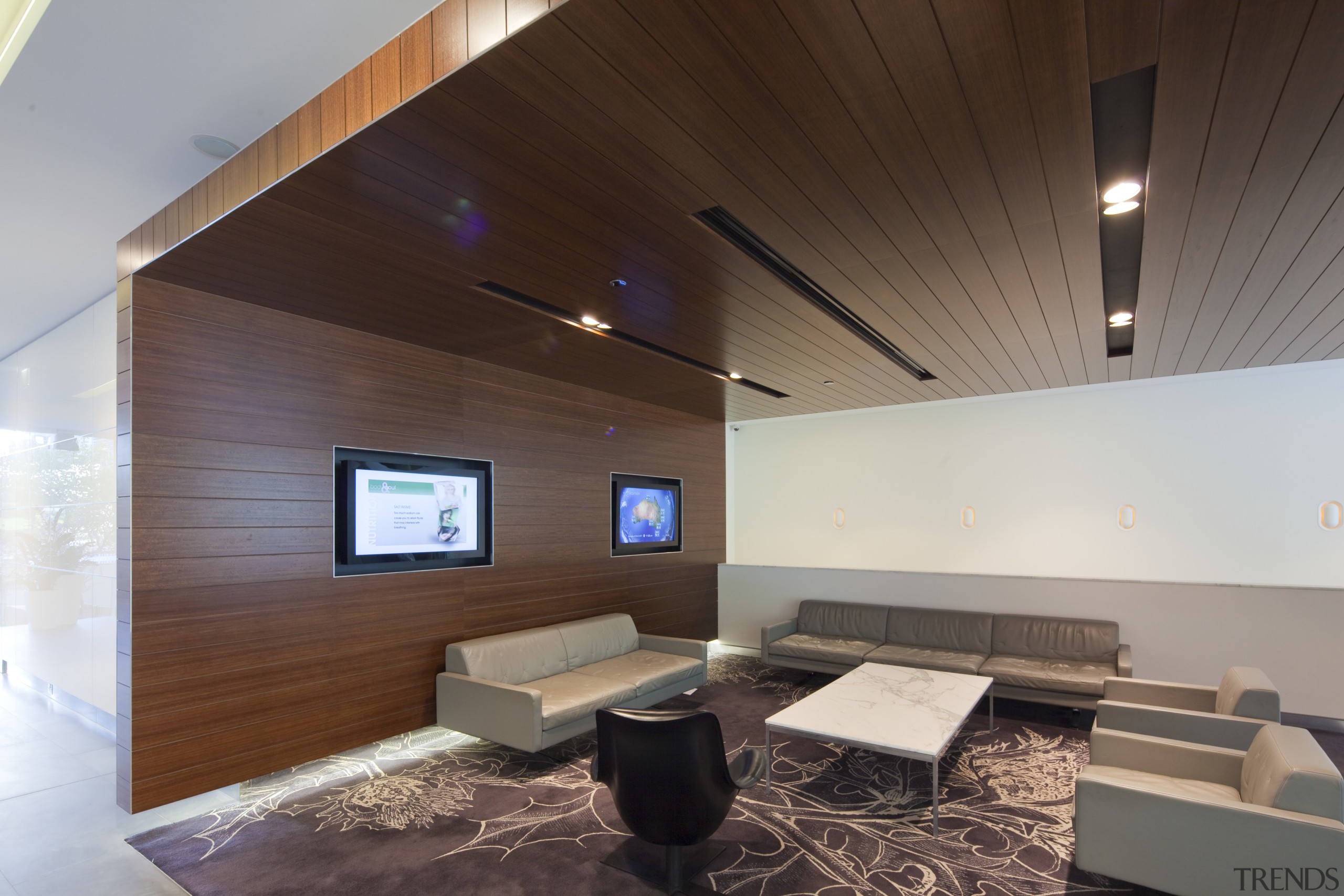 View of lobby space for 175 Liverpool Street architecture, ceiling, daylighting, floor, house, interior design, lobby, real estate, brown, gray