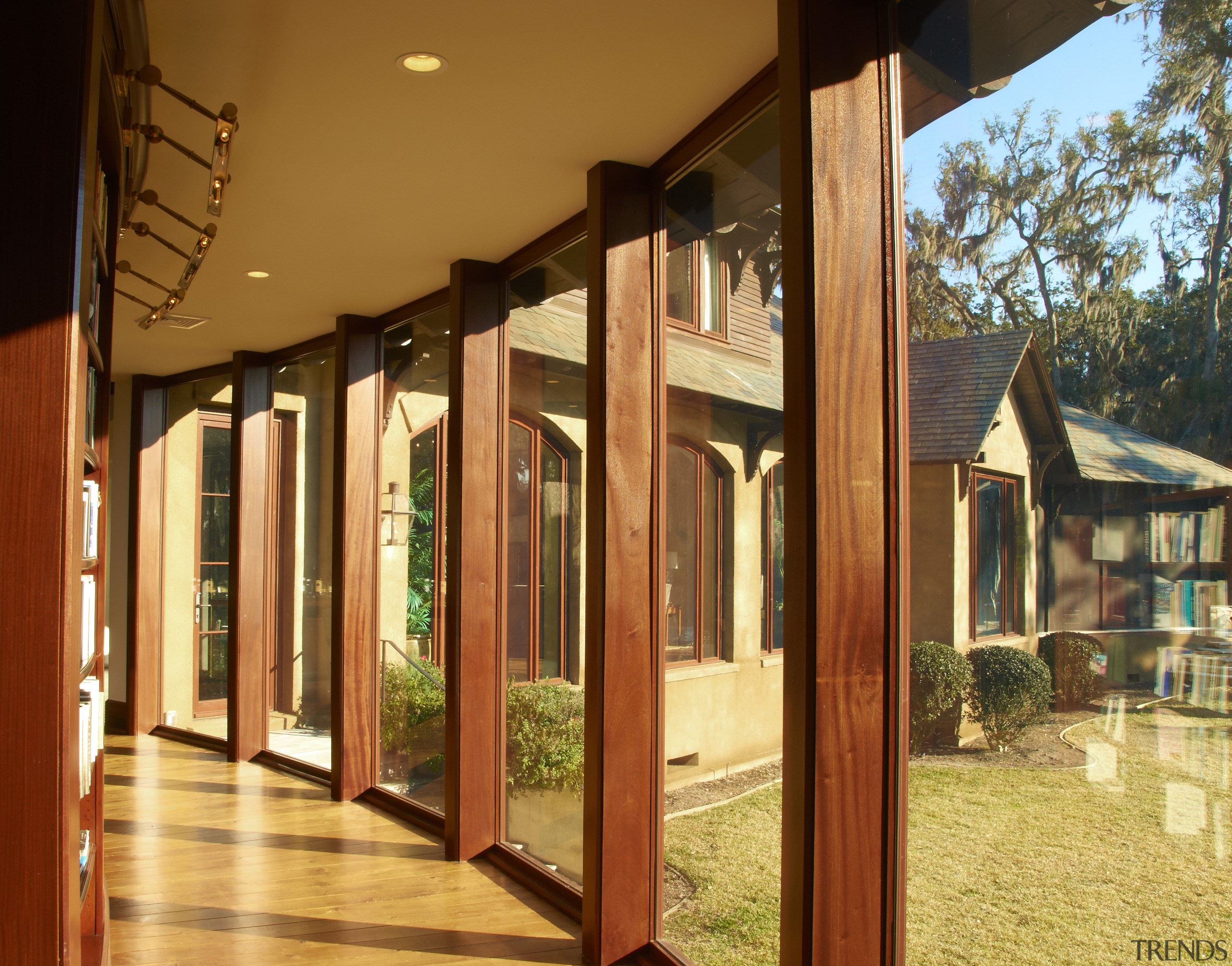 View out window to entrance way. - View door, estate, home, house, property, real estate, window, brown, orange