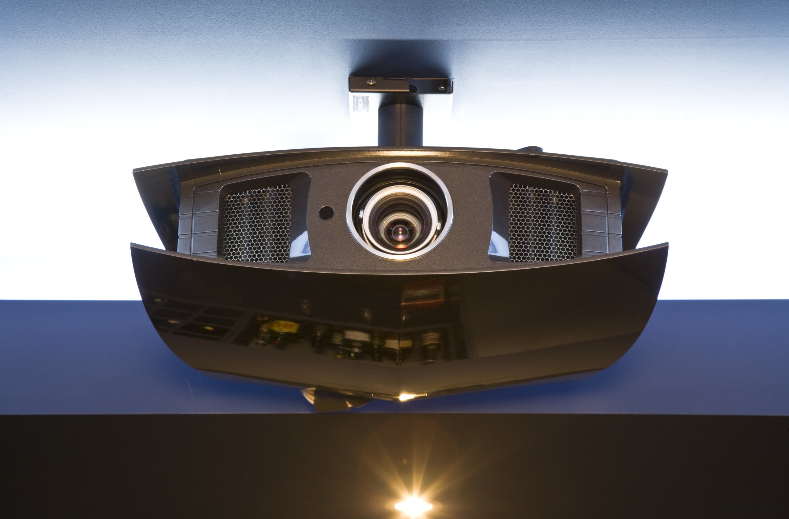 View of a home theatre projector. - View product design, technology, white, black