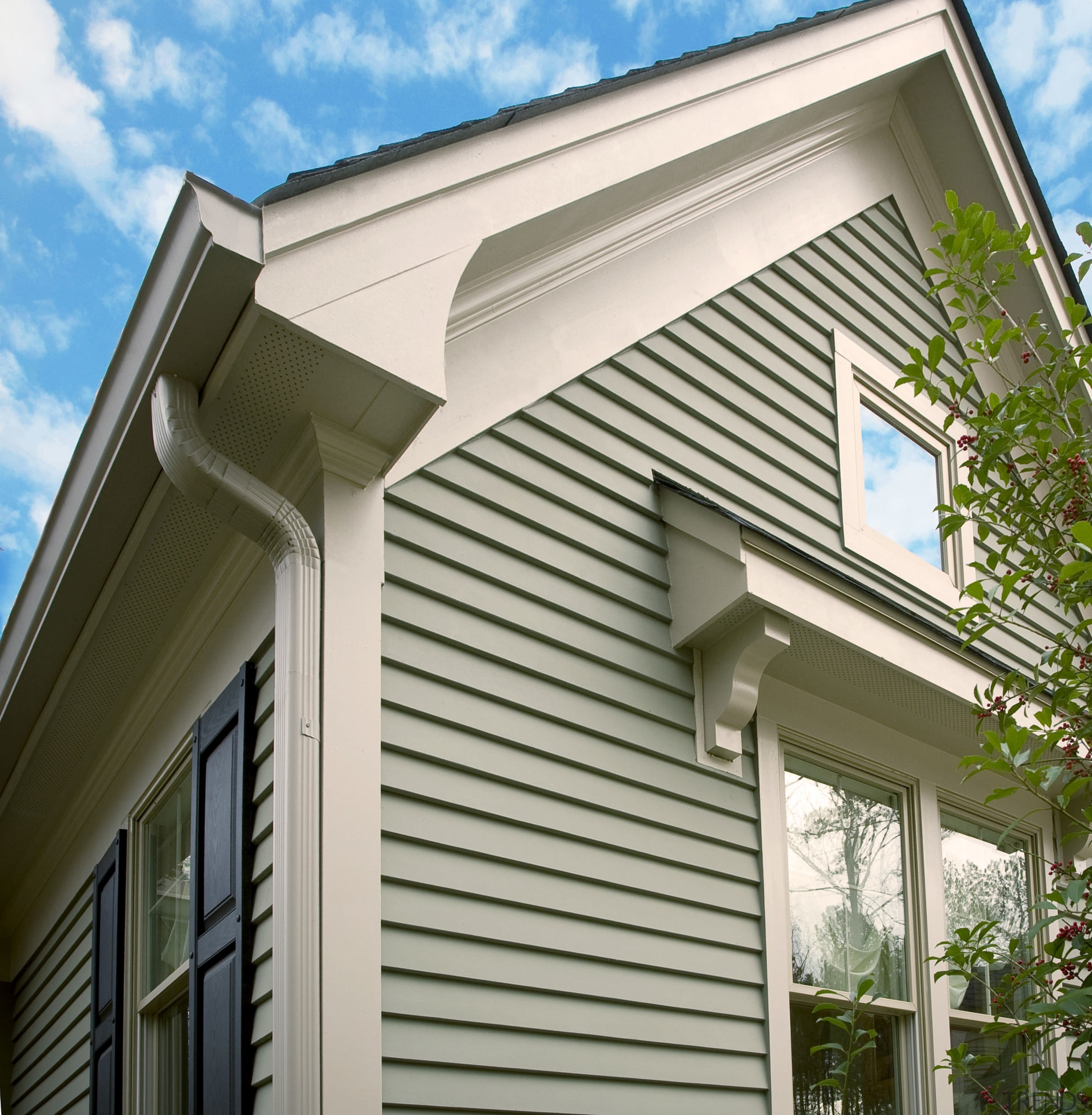 View of Artisan by James Hardie - View building, daylighting, elevation, facade, home, house, property, real estate, residential area, roof, siding, window, white, brown, gray