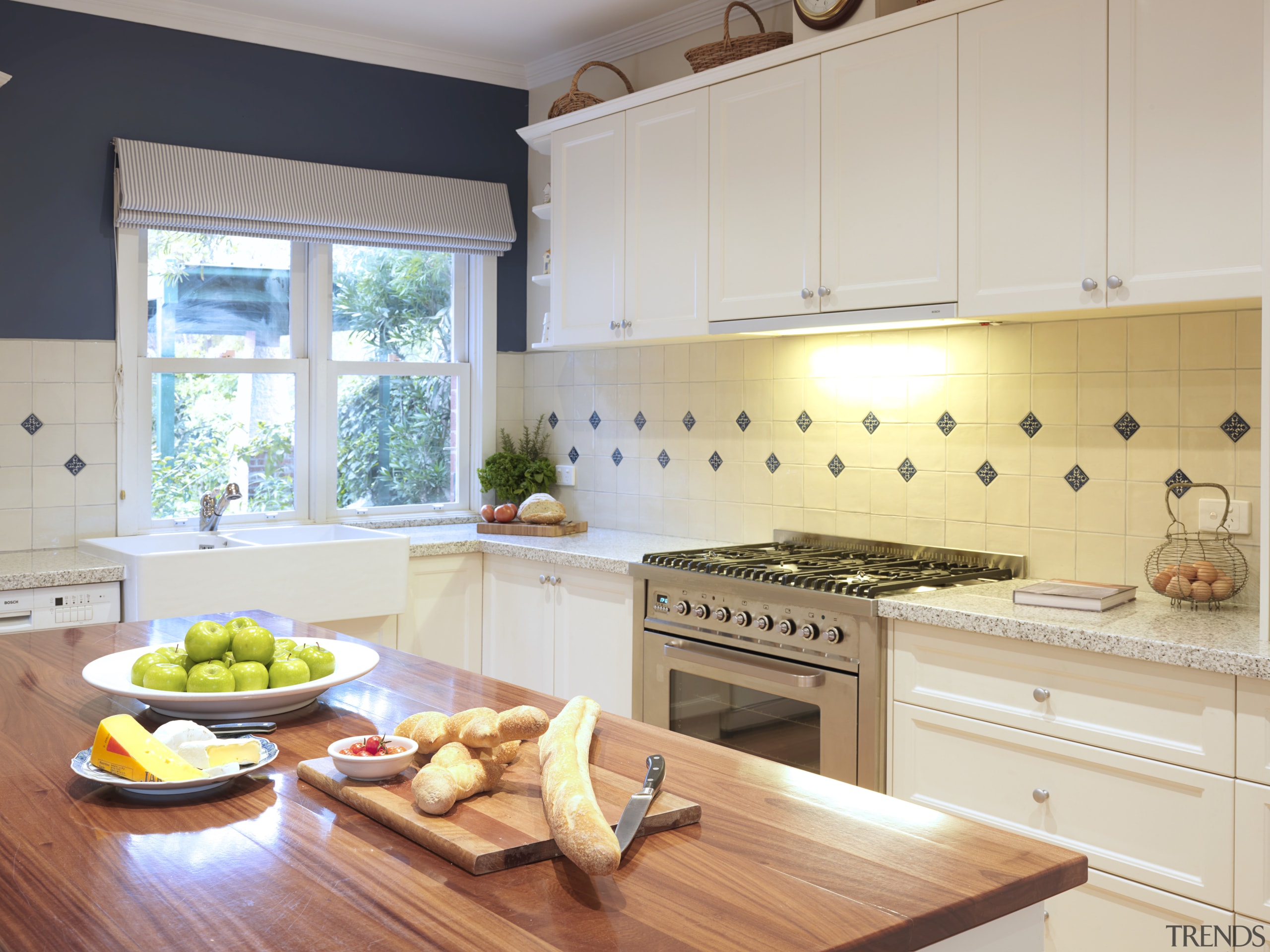 Recycled Tasmanian oak provides an eye-catching island benchtop countertop, cuisine classique, interior design, kitchen, window, gray