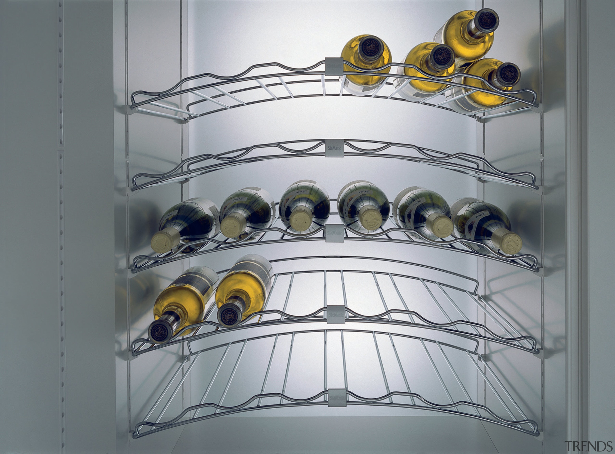 View of kitchen which features innovative storage solutions glass, material, metal, product, yellow, gray