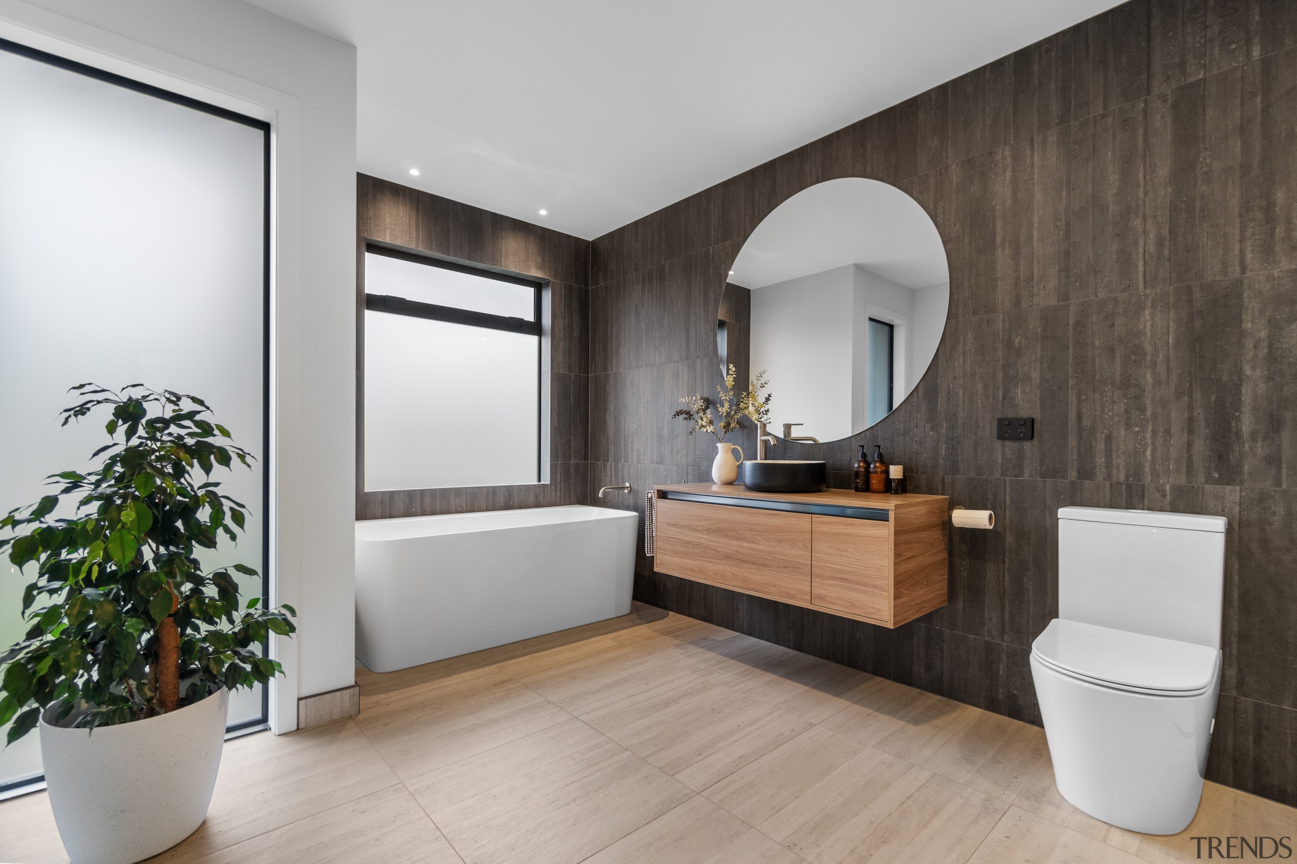 Wall, floor and vanity finishes all have a 