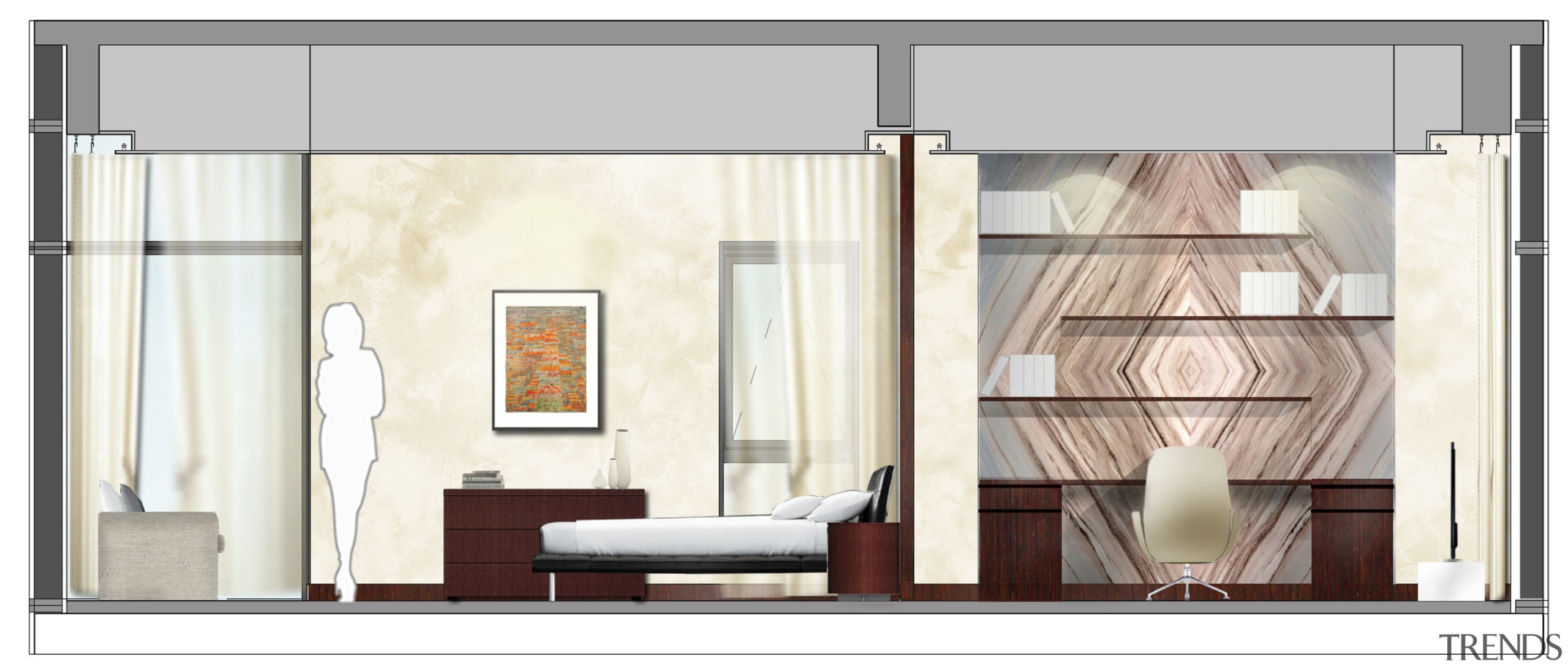 Plans for the master bedroom and library. - furniture, interior design, product, product design, white