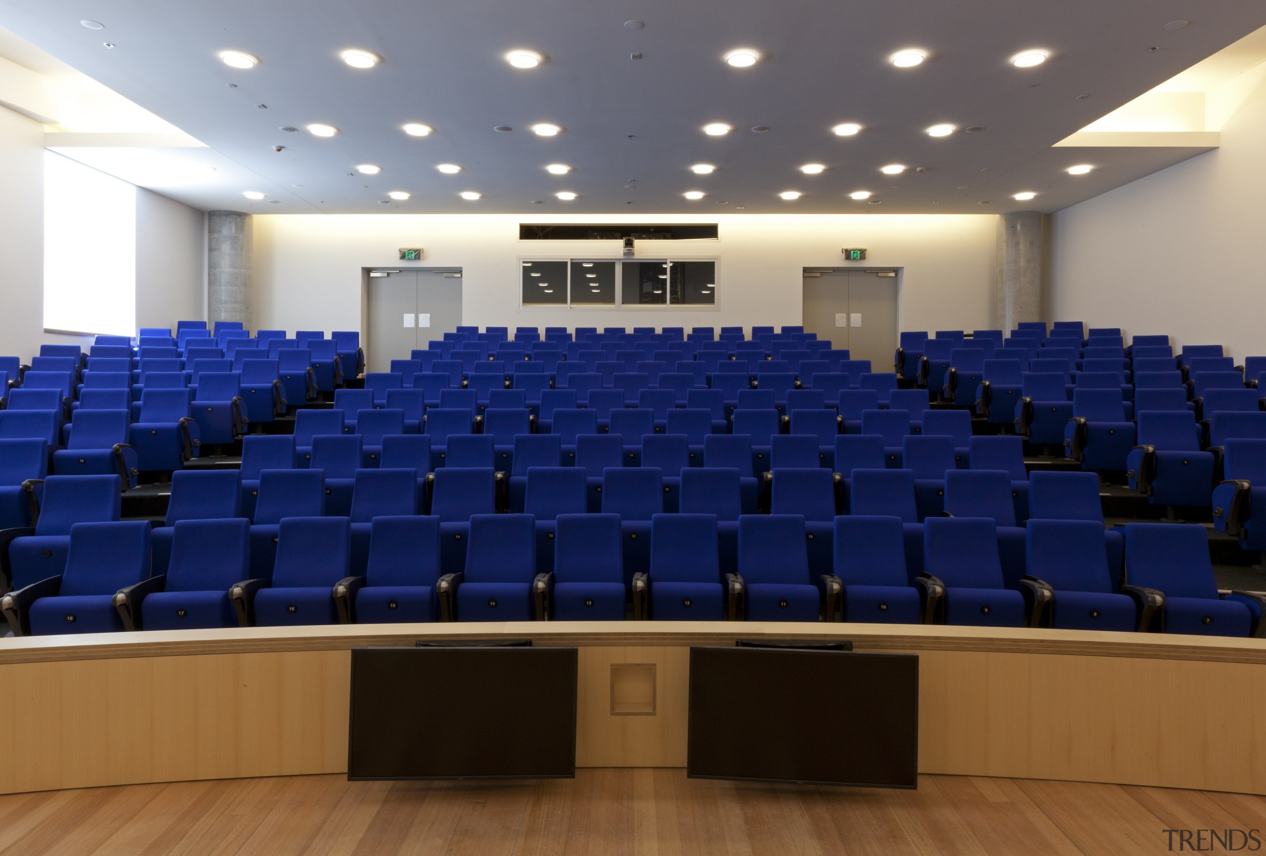 This 240-seat auditorium in the Dr Chau Chak auditorium, conference hall, convention center, blue